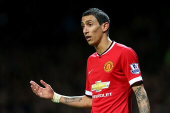 MANCHESTER, ENGLAND - OCTOBER 26:  Angel Di Maria of Manchester United gestures during the Barclays Premier League match between Manchester United and Chelsea at Old Trafford on October 26, 2014 in Manchester, England.  (Photo by Alex Livesey/Getty Images