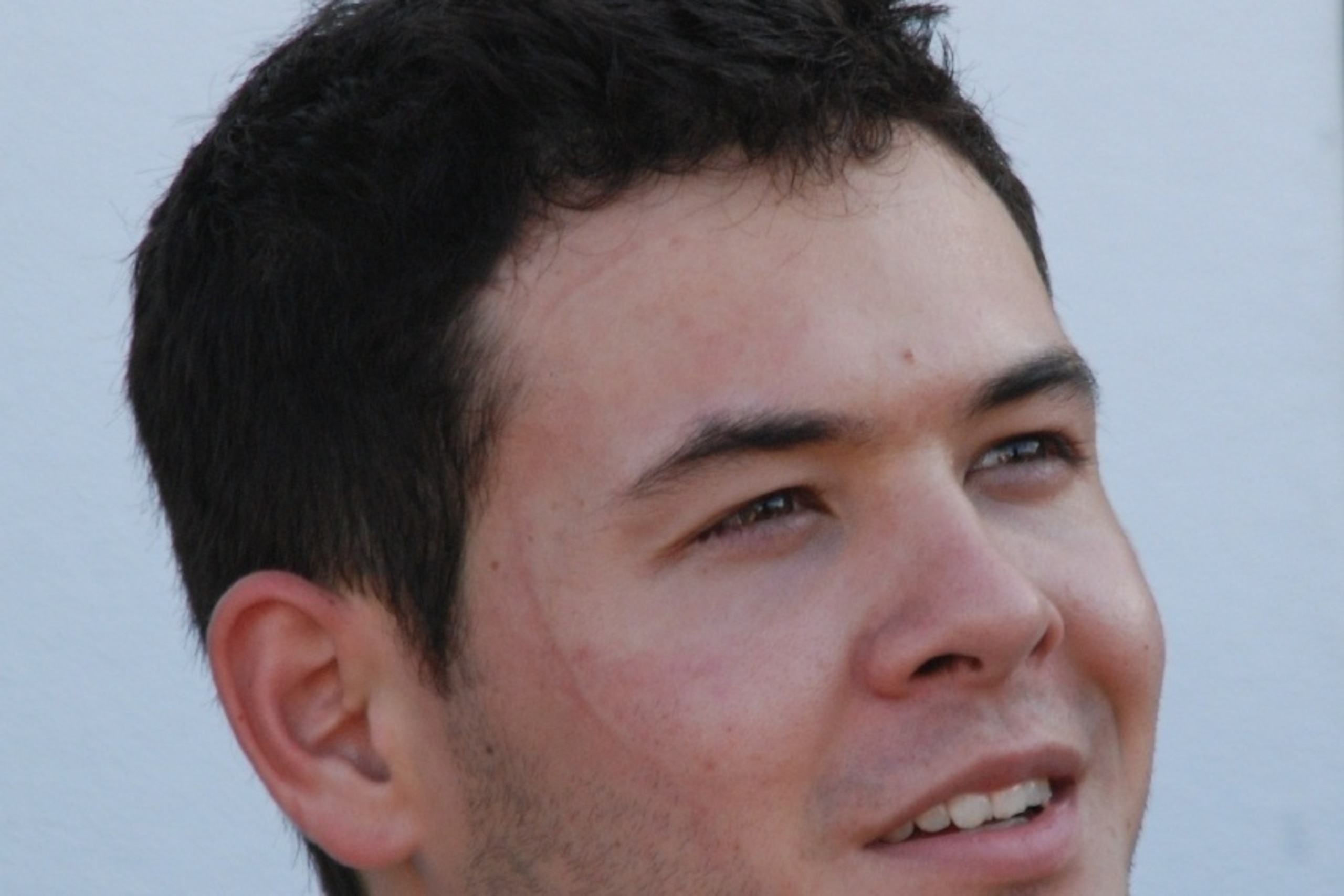 Kyle Larson talks to media after a Daytona practice run.