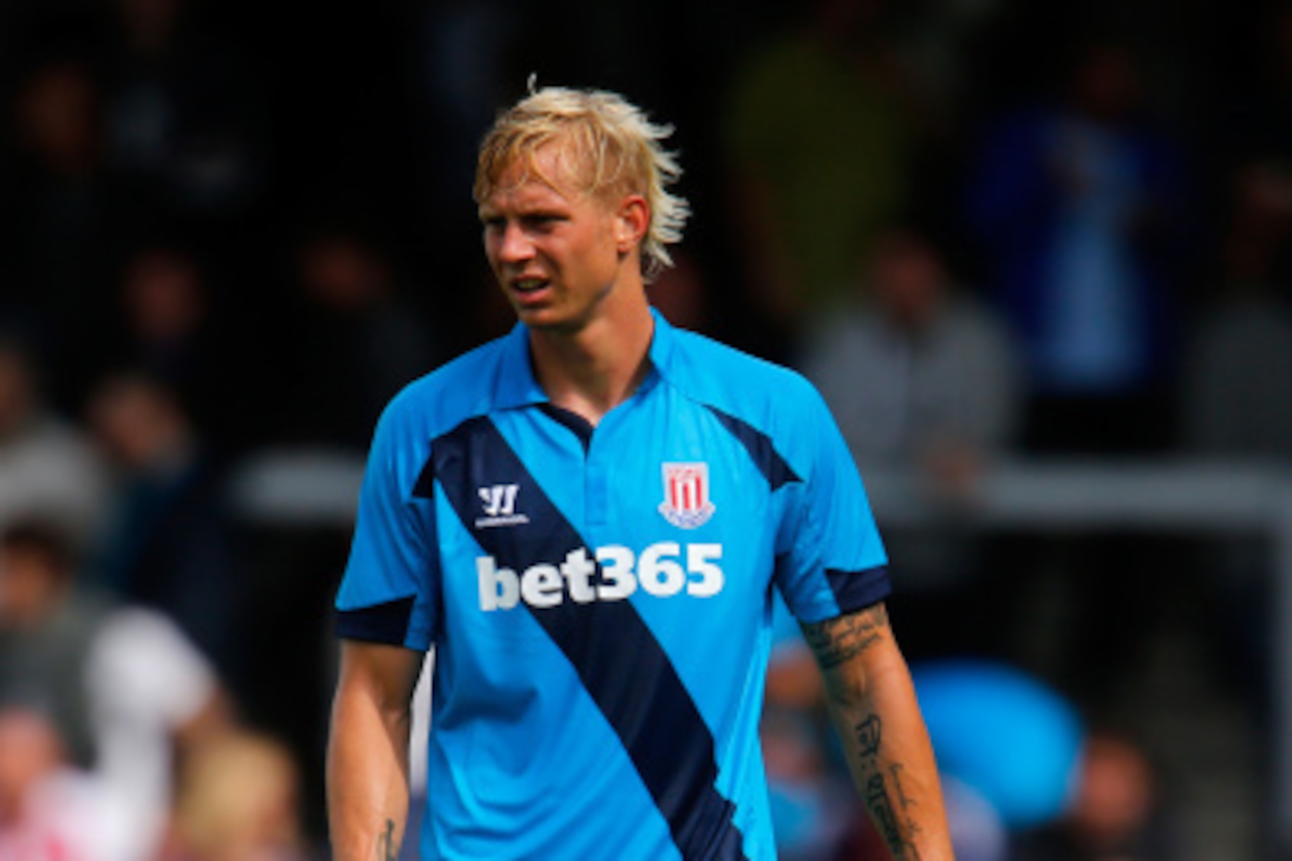 BURTON-UPON-TRENT, ENGLAND - AUGUST 2: Brek Shea of Stoke in action during the Pre Season Friendly match between Burton Albion and Stoke City at the Pirelli Stadium on August 2, 2014 in Burton-upon-Trent, England. (Photo by Paul Thomas/Getty Images)