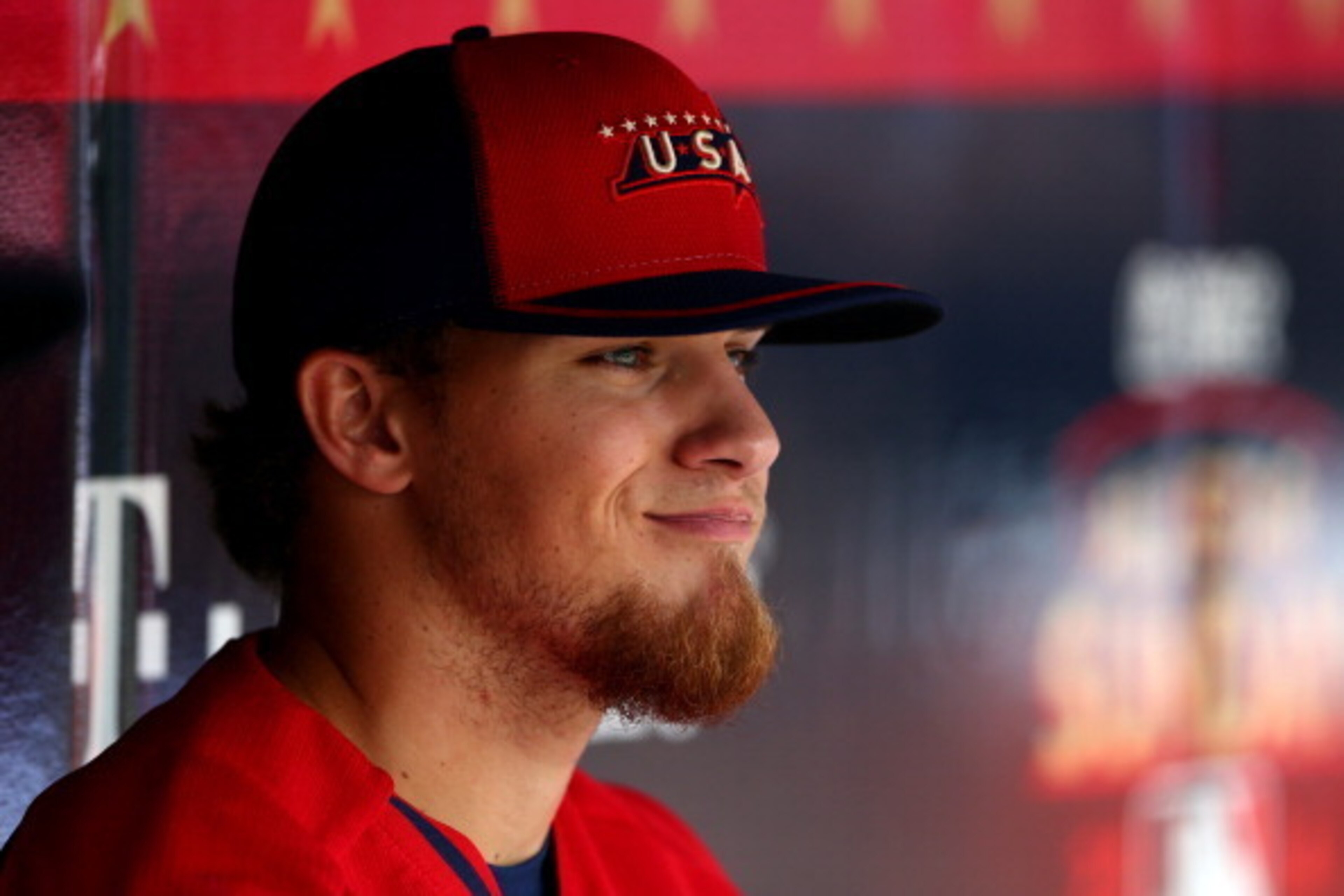 MINNEAPOLIS, MN - JULY 13: Jake Thompson of the U.S. Team looks on from the dugout against the World Team during the SiriusXM All-Star Futures Game at Target Field on July 13, 2014 in Minneapolis, Minnesota. (Photo by Elsa/Getty Images) MINNEAPOLIS, MN - JULY 13: Jake Thompson of the U.S. Team looks on from the dugout against the World Team during the SiriusXM All-Star Futures Game at Target Field on July 13, 2014 in Minneapolis, Minnesota. (Photo by Elsa/Getty Images)