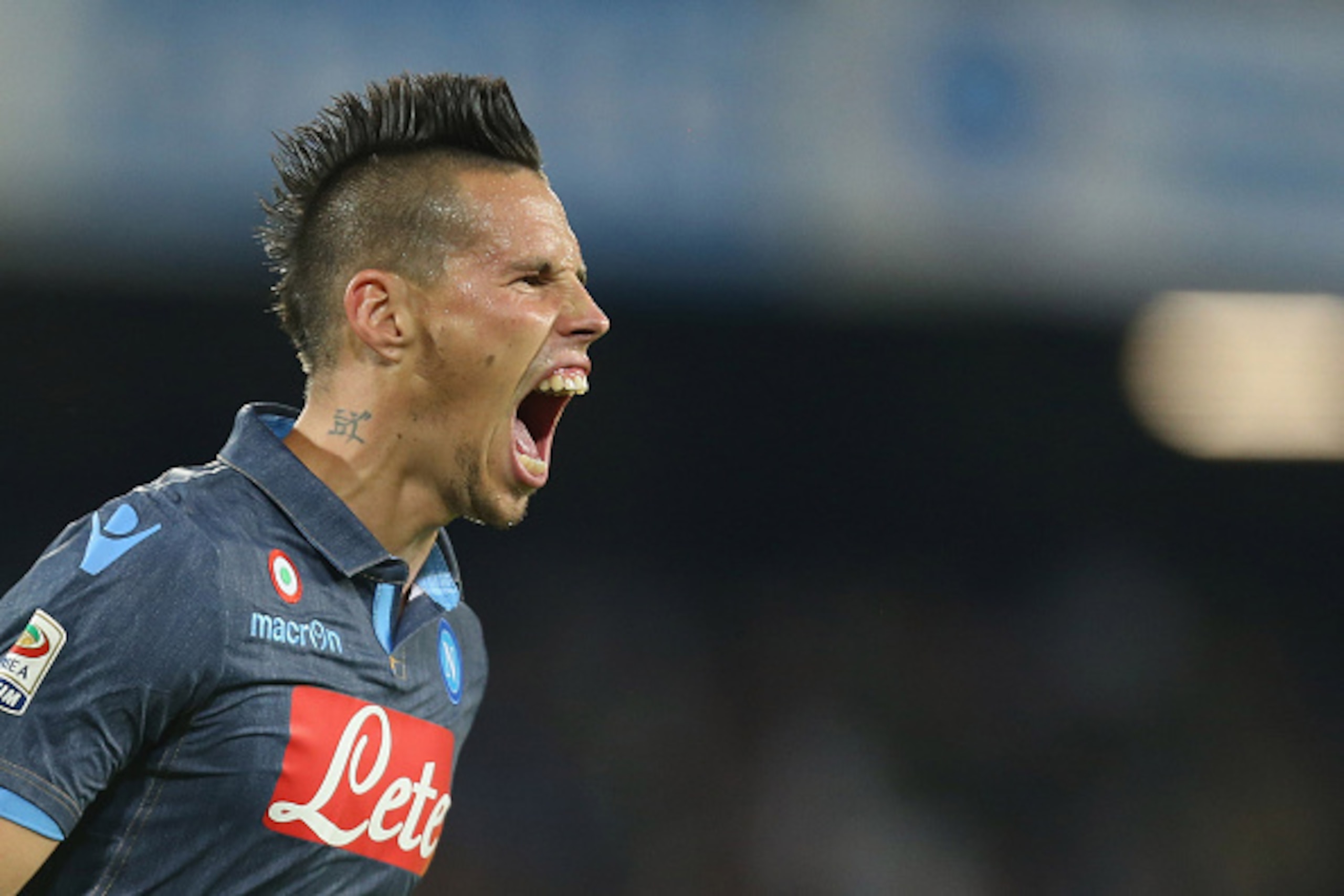 NAPLES, ITALY - OCTOBER 26:  Marek Hamsik of Napoli celebrates after scoring his team's second goal during the Serie A match between SSC Napoli and Hellas Verona FC at Stadio San Paolo on October 26, 2014 in Naples, Italy.  (Photo by Maurizio Lagana/Getty