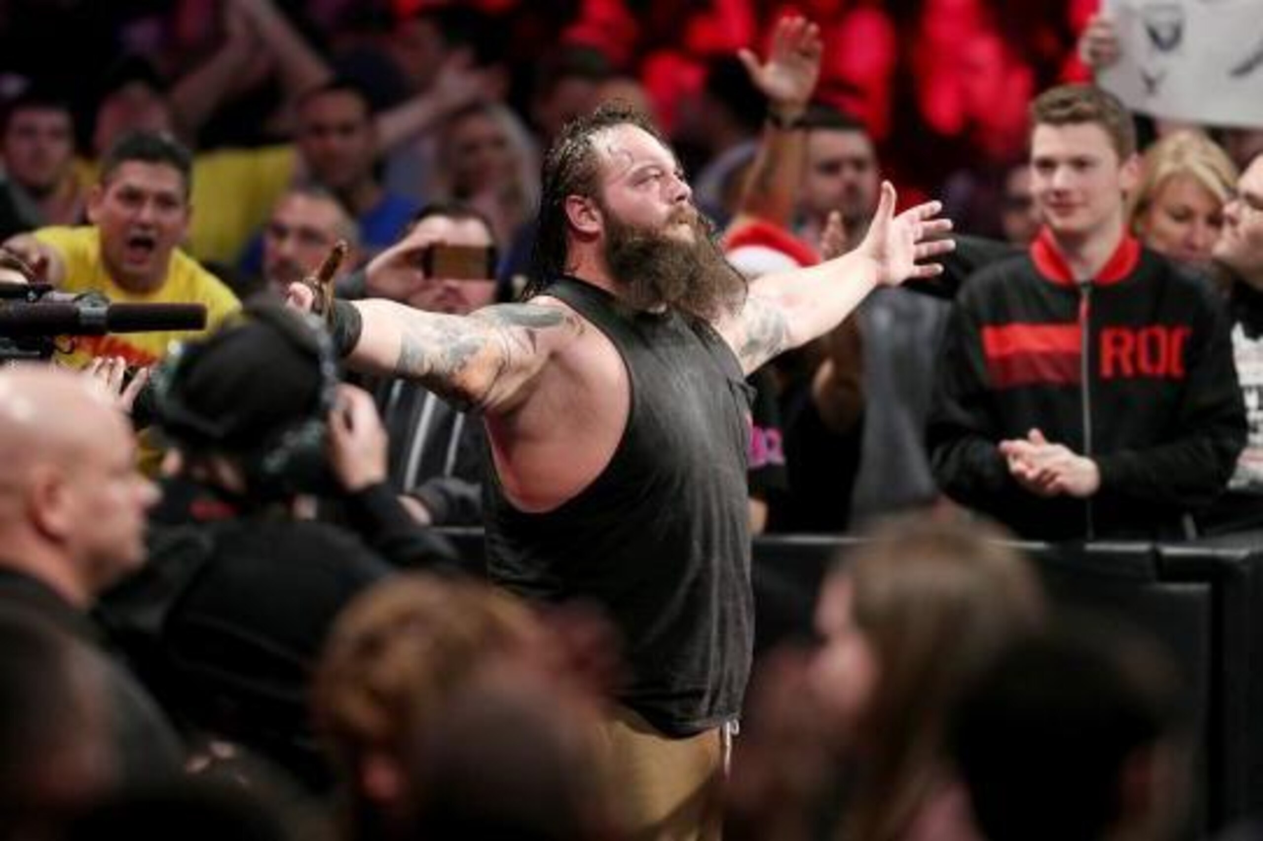 Bray Wyatt celebrates after beating Dean Ambrose at TLC.