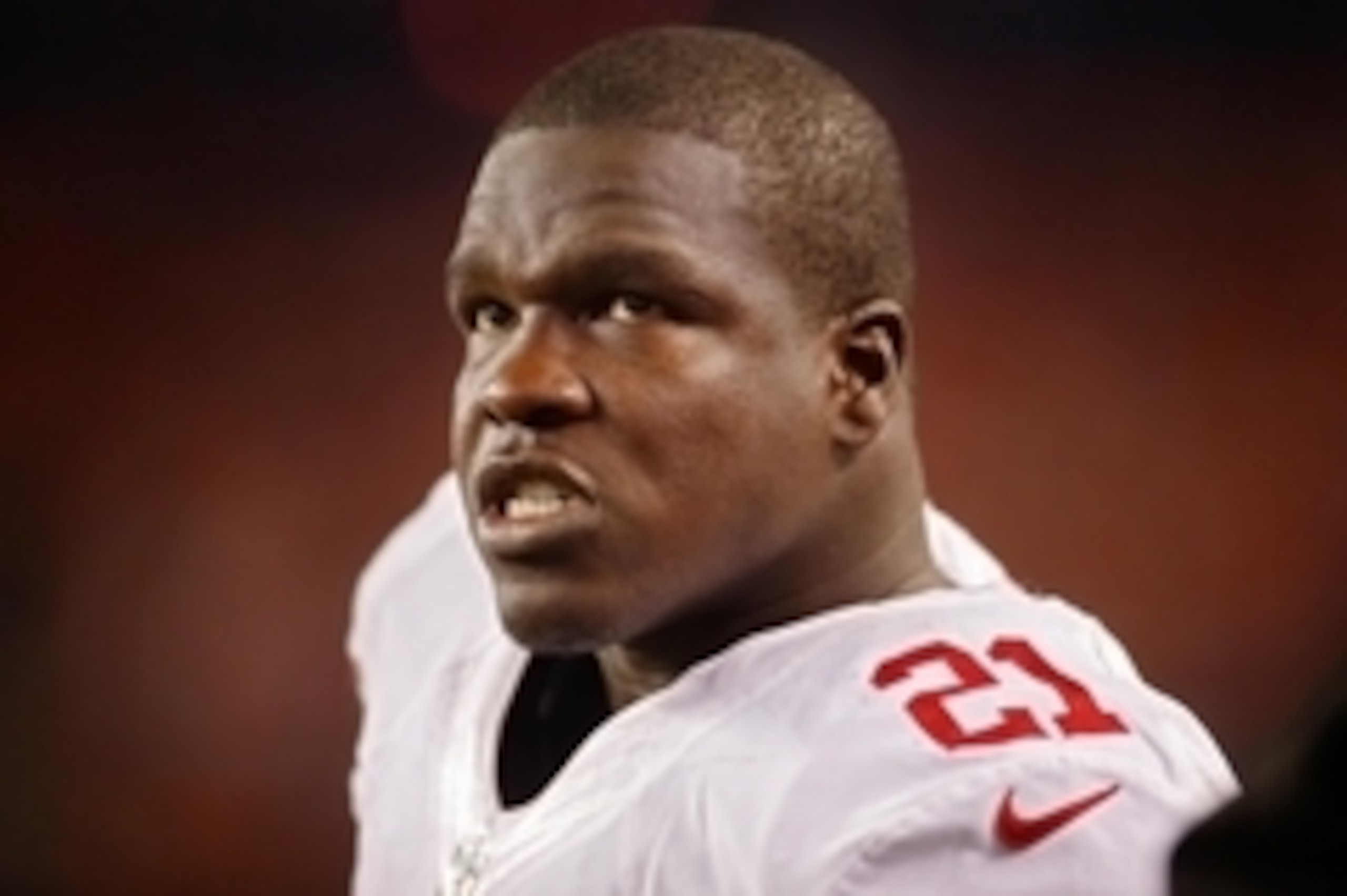 Oct 19, 2014; Denver, CO, USA; San Francisco 49ers running back Frank Gore (21) during the game against the Denver Broncos at Sports Authority Field at Mile High. Mandatory Credit: Chris Humphreys-USA TODAY Sports