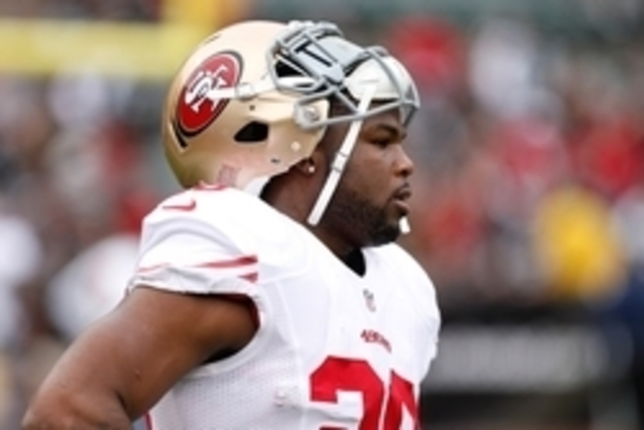 Dec 7, 2014; Oakland, CA, USA; San Francisco 49ers running back Carlos Hyde (28) before the game against the Oakland Raiders at O.co Coliseum. Mandatory Credit: Kelley L Cox-USA TODAY Sports