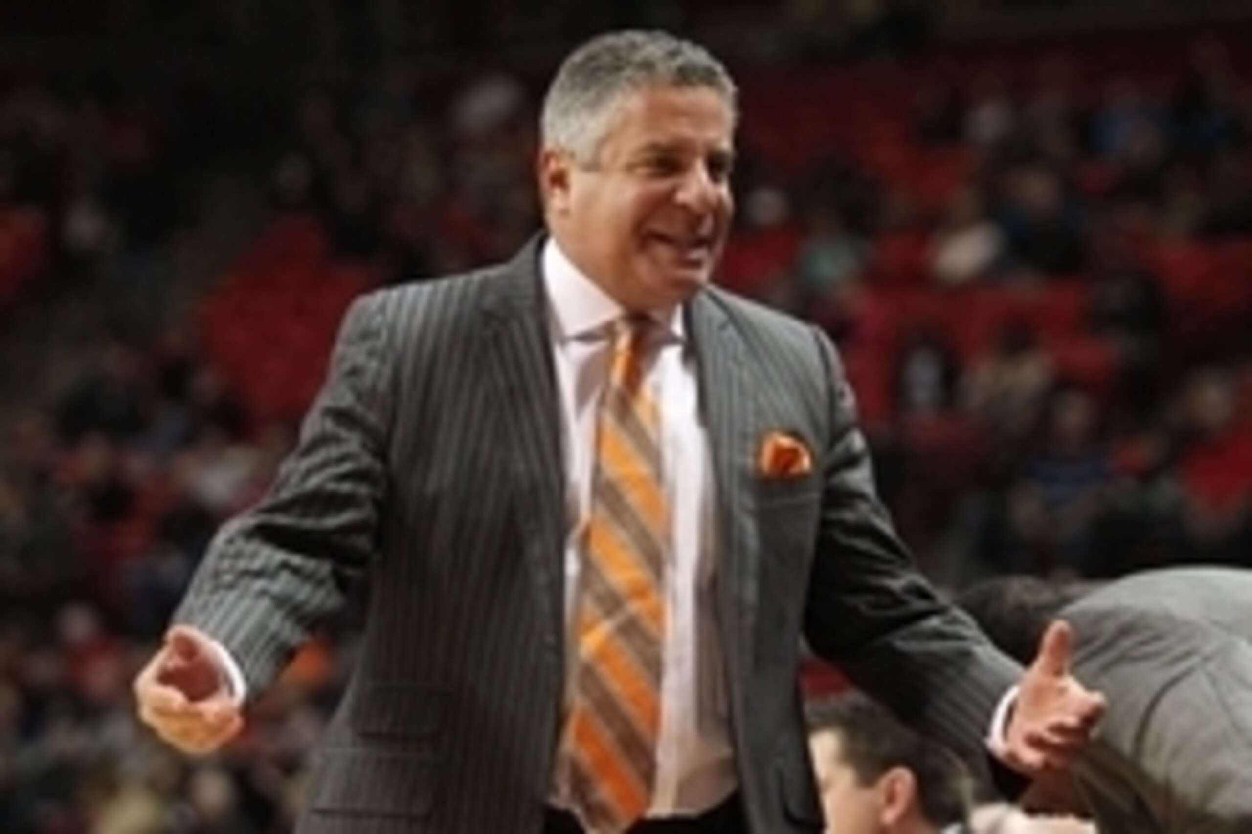 Dec 3, 2014; Lubbock, TX, USA; Auburn Tigers head coach Bruce Pearl on the sidelines during the game with the Texas Tech Red Raiders at United Supermarkets Arena. Mandatory Credit: Michael C. Johnson-USA TODAY Sports