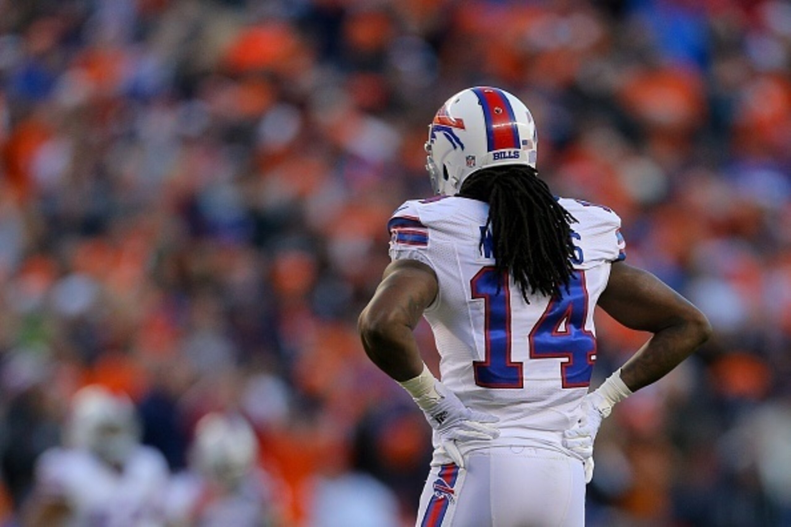 DENVER, CO - DECEMBER 7:  Wide receiver Sammy Watkins #14 of the Buffalo Bills walks off the field after a Denver Broncos interception during the third quarter at Sports Authority Field Field at Mile High on December 7, 2014 in Denver, Colorado. The Bronc