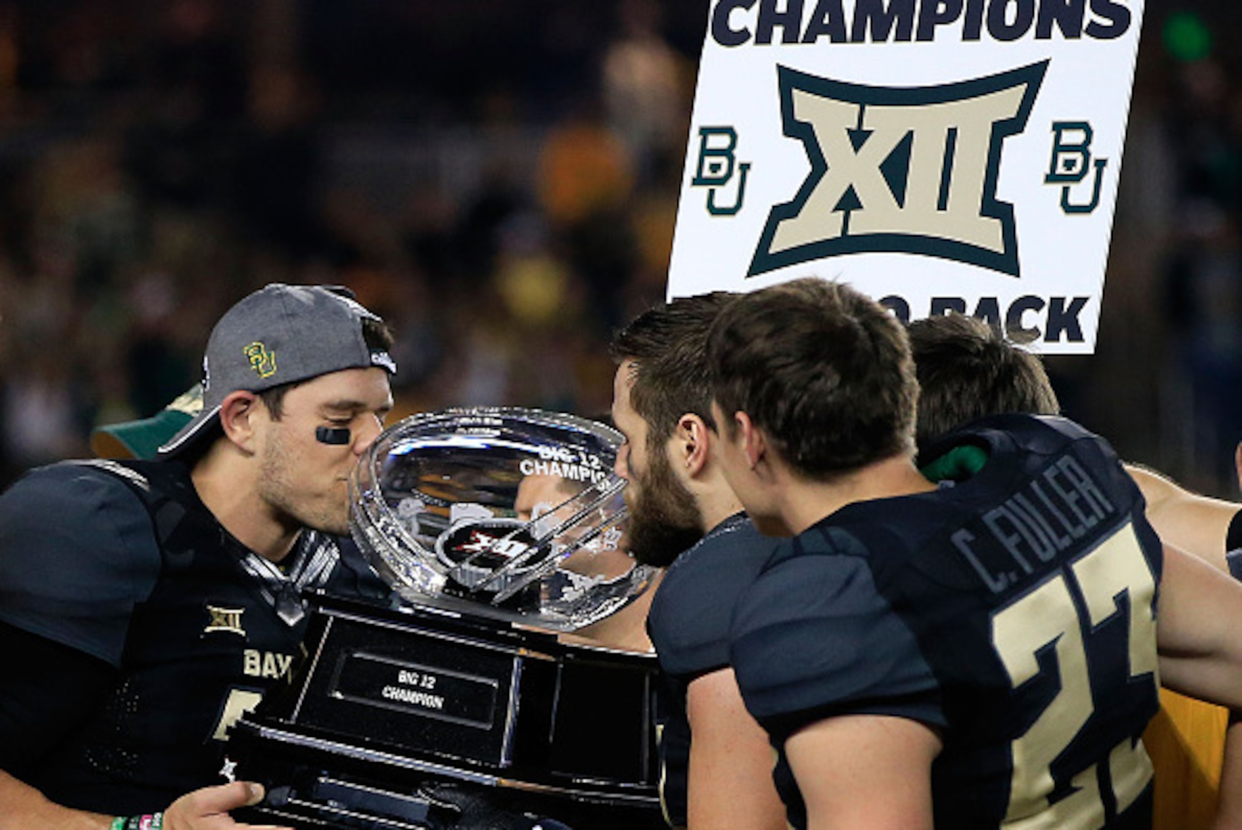 WACO, TX - DECEMBER 06: Bryce Petty #14 of the Baylor Bears kisses the Big 12 Championship trophy following their win over Kansas State Wildcats on December 6, 2014 at McLane Stadium in Waco, Texas. (Photo by Jamie Squire/Getty Images) WACO, TX - DECEMBER 06: Bryce Petty #14 of the Baylor Bears kisses the Big 12 Championship trophy following their win over Kansas State Wildcats on December 6, 2014 at McLane Stadium in Waco, Texas. (Photo by Jamie Squire/Getty Images)