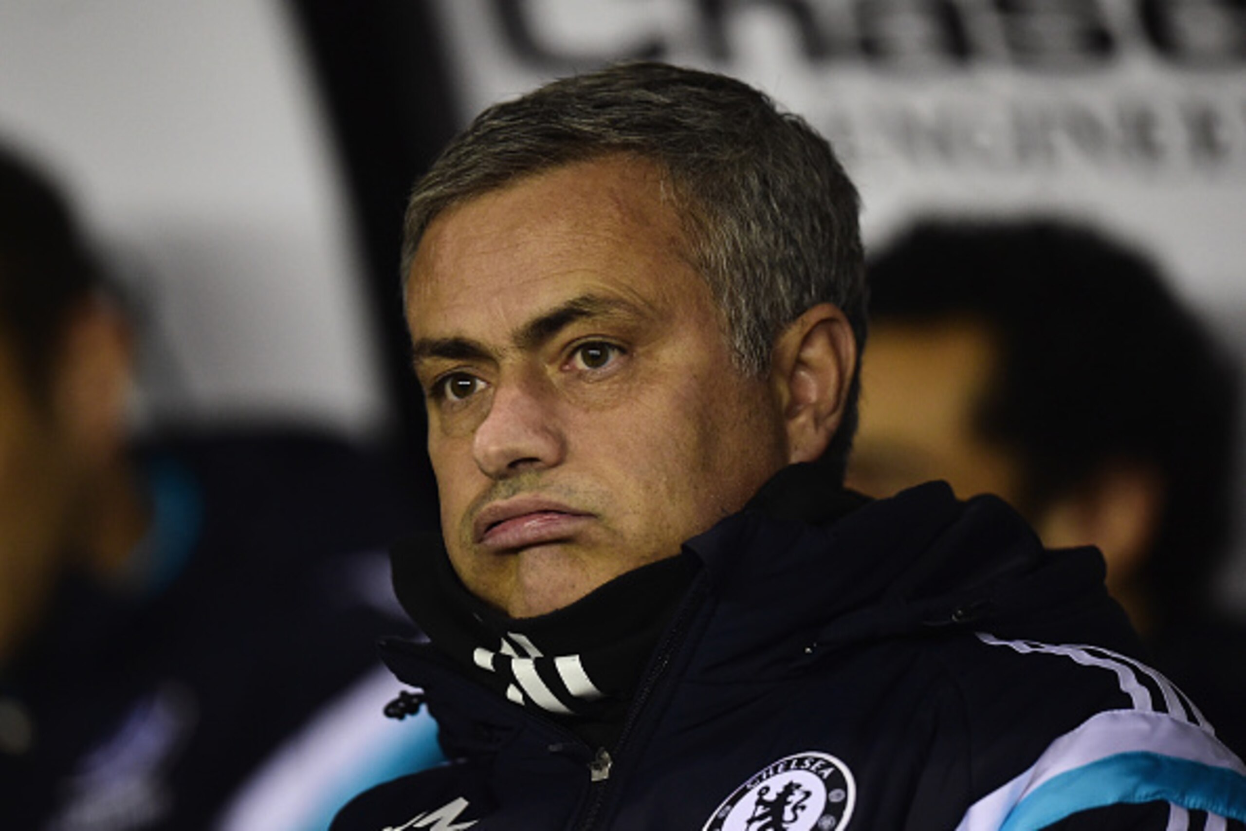 DERBY, ENGLAND - DECEMBER 16: Jose Mourinho, manager of Chelsea looks on during the Capital One Cup Quarter-Final match between Derby County and Chelsea at Pride Park Stadium on December 16, 2014 in Derby, England.  (Photo by Jamie McDonald/Getty Images)