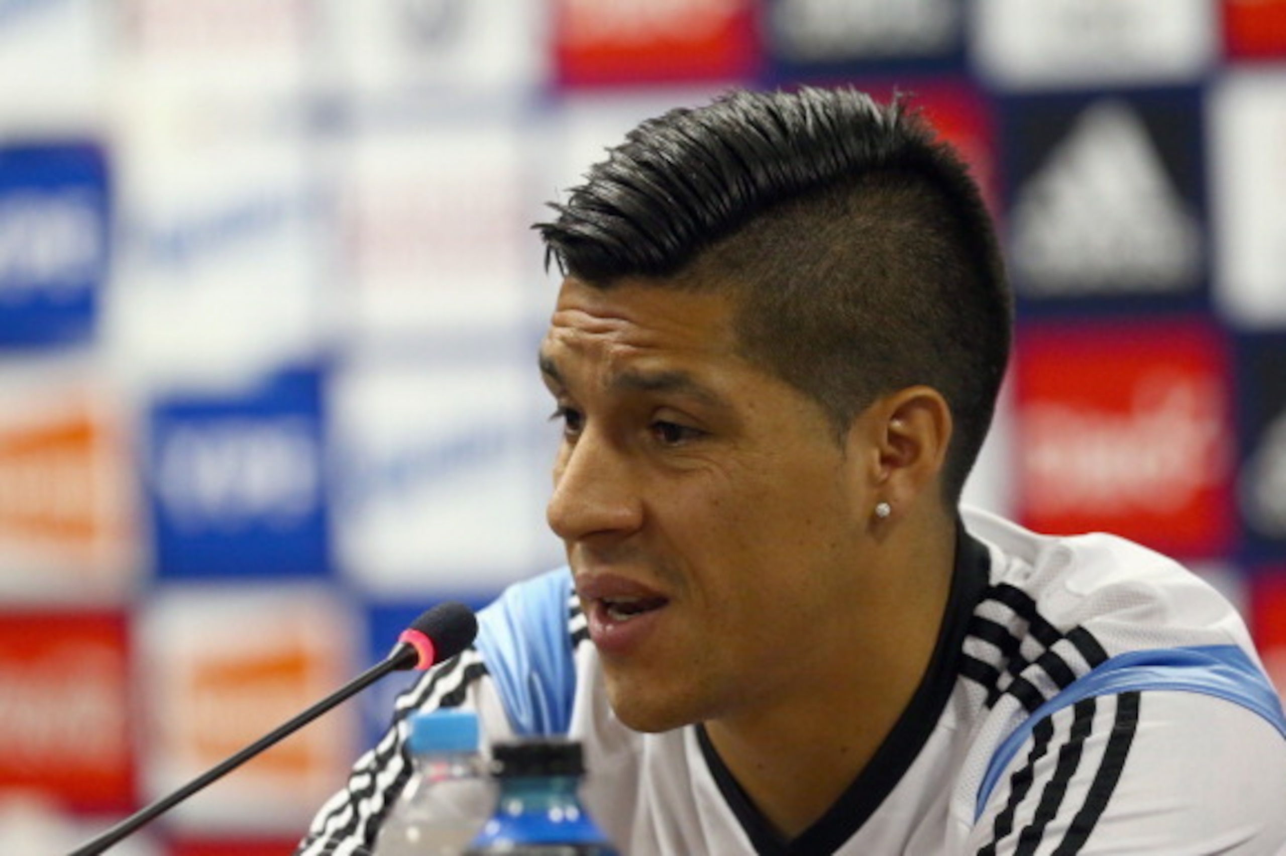 VESPASIANO, BRAZIL - JUNE 22:  Enzo Perez of Argentina during a press conference at Cidade do Galo on June 22, 2014 in Vespasiano, Brazil.  (Photo by Ronald Martinez/Getty Images)