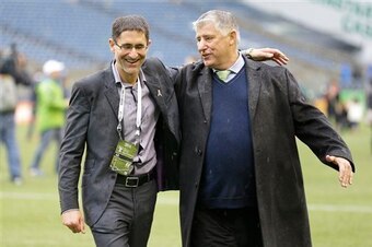 Hanauer, right, has had some tumultuous moments, but he's accomplished a lot for soccer in Seattle.