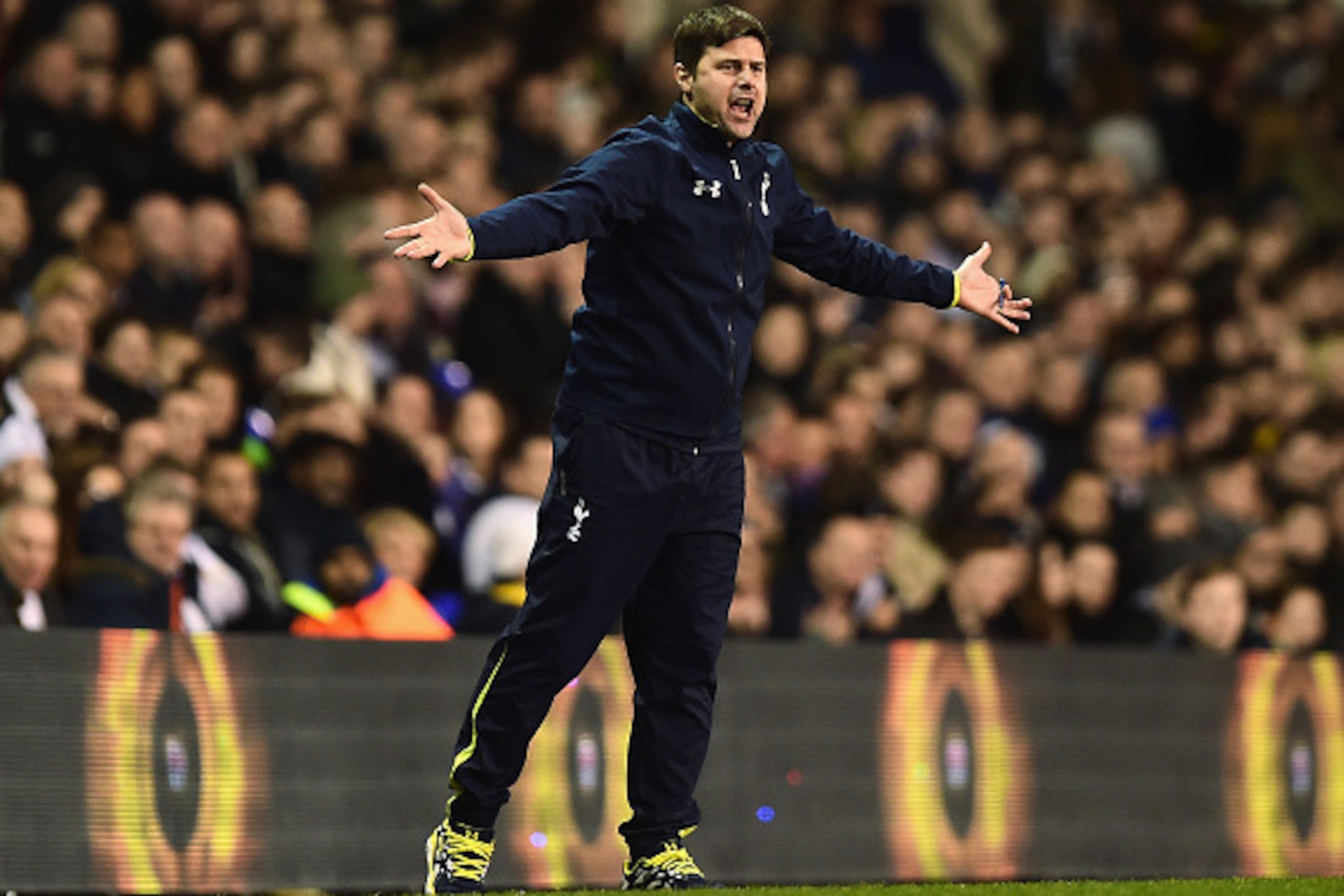 LONDON, ENGLAND - DECEMBER 17:  Mauricio Pochettino, manager of Tottenham Hotspur reacts during the Capital One Cup Quarter-Final match between Tottenham Hotspur and Newcastle United at White Hart Lane on December 17, 2014 in London, England.  (Photo by J