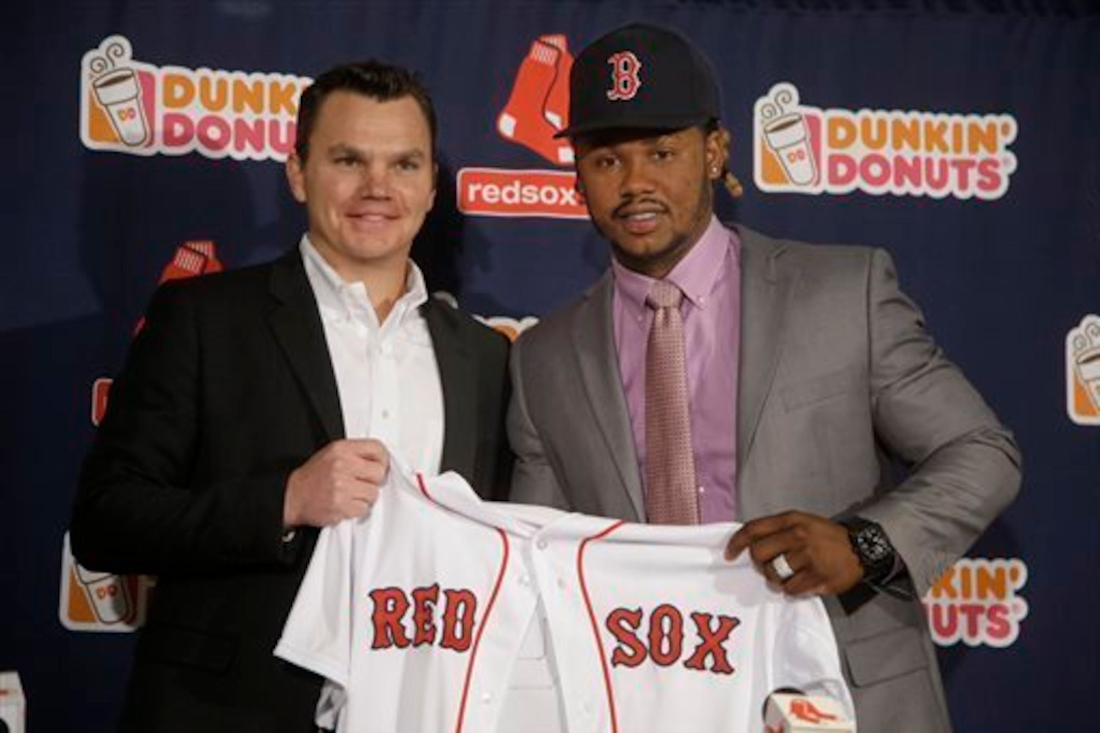 The Red Sox signed arguably the top two free-agent hitters on the market in Hanley Ramirez (right) and Pablo Sandoval.