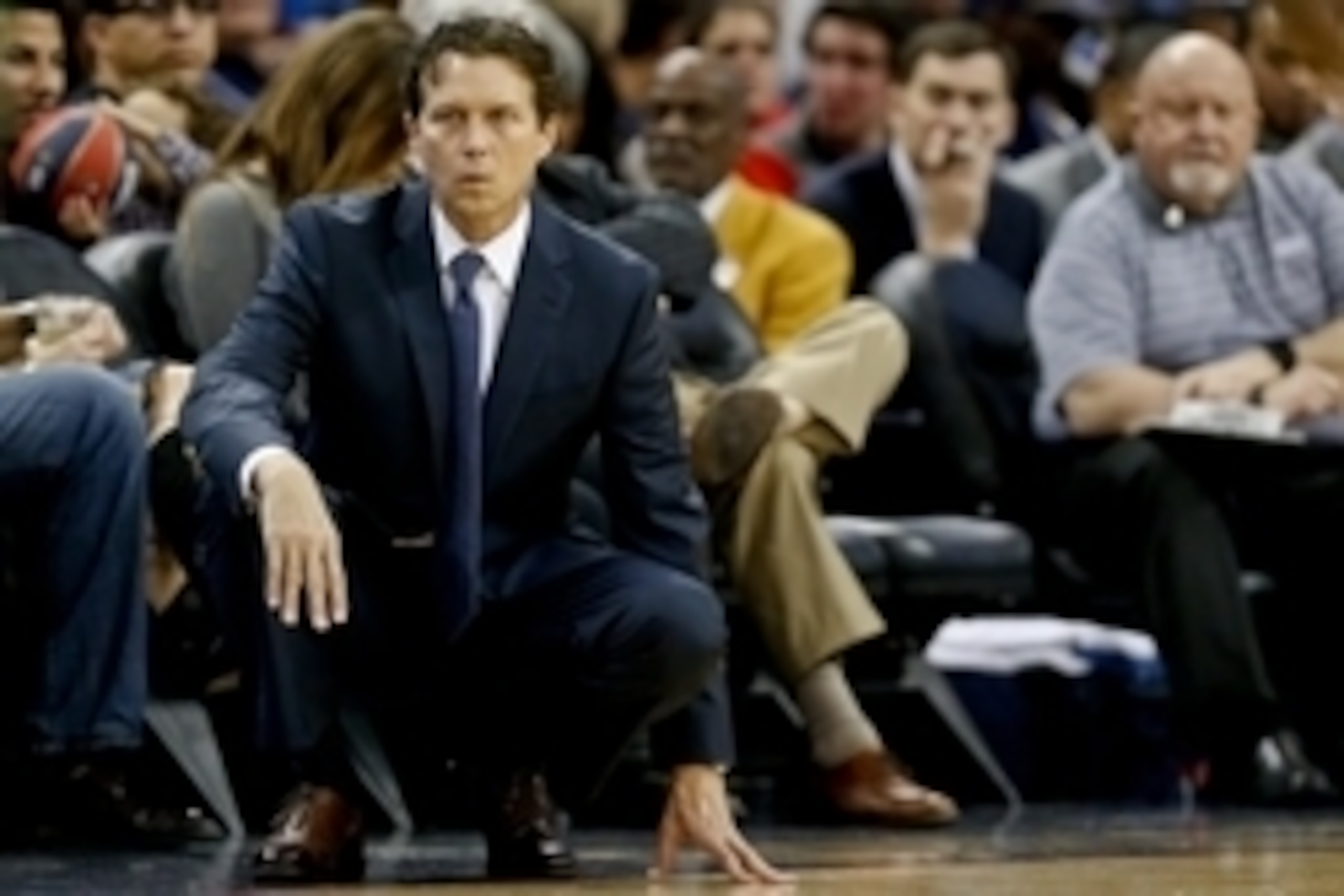 Dec 16, 2014; New Orleans, LA, USA; Utah Jazz head coach Quin Snyder during the second half of a game against the New Orleans Pelicans at the Smoothie King Center. The Pelicans defeated the Jazz 119-111. Mandatory Credit: Derick E. Hingle-USA TODAY Sports