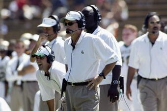 BERKELEY, CA - AUGUST 31:  Offensive coordinator Dave Baldwin, running backs coach Tommie Frazier and head coach Kevin Steele of the Baylor Bears stand on the sideline during the NCAA football game against the California Golden Bears at Memorial Stadium o