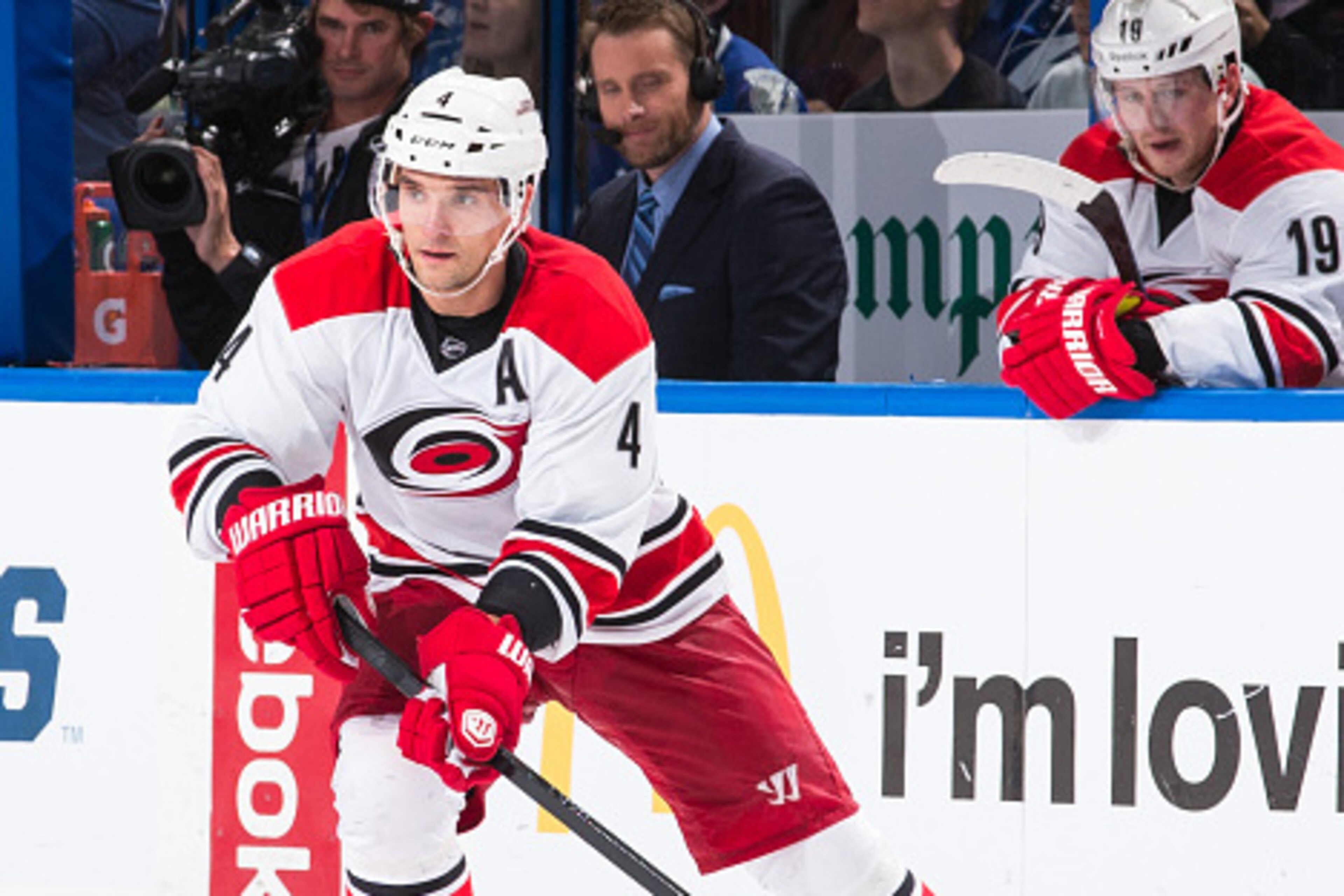 TAMPA, FL - DECEMBER 11: Andrej Sekera #4 of the Carolina Hurricanes skates against the Tampa Bay Lightning at the Amalie Arena on December 11, 2014 in Tampa, Florida. (Photo by Scott Audette/NHLI via Getty Images) TAMPA, FL - DECEMBER 11: Andrej Sekera #4 of the Carolina Hurricanes skates against the Tampa Bay Lightning at the Amalie Arena on December 11, 2014 in Tampa, Florida. (Photo by Scott Audette/NHLI via Getty Images)
