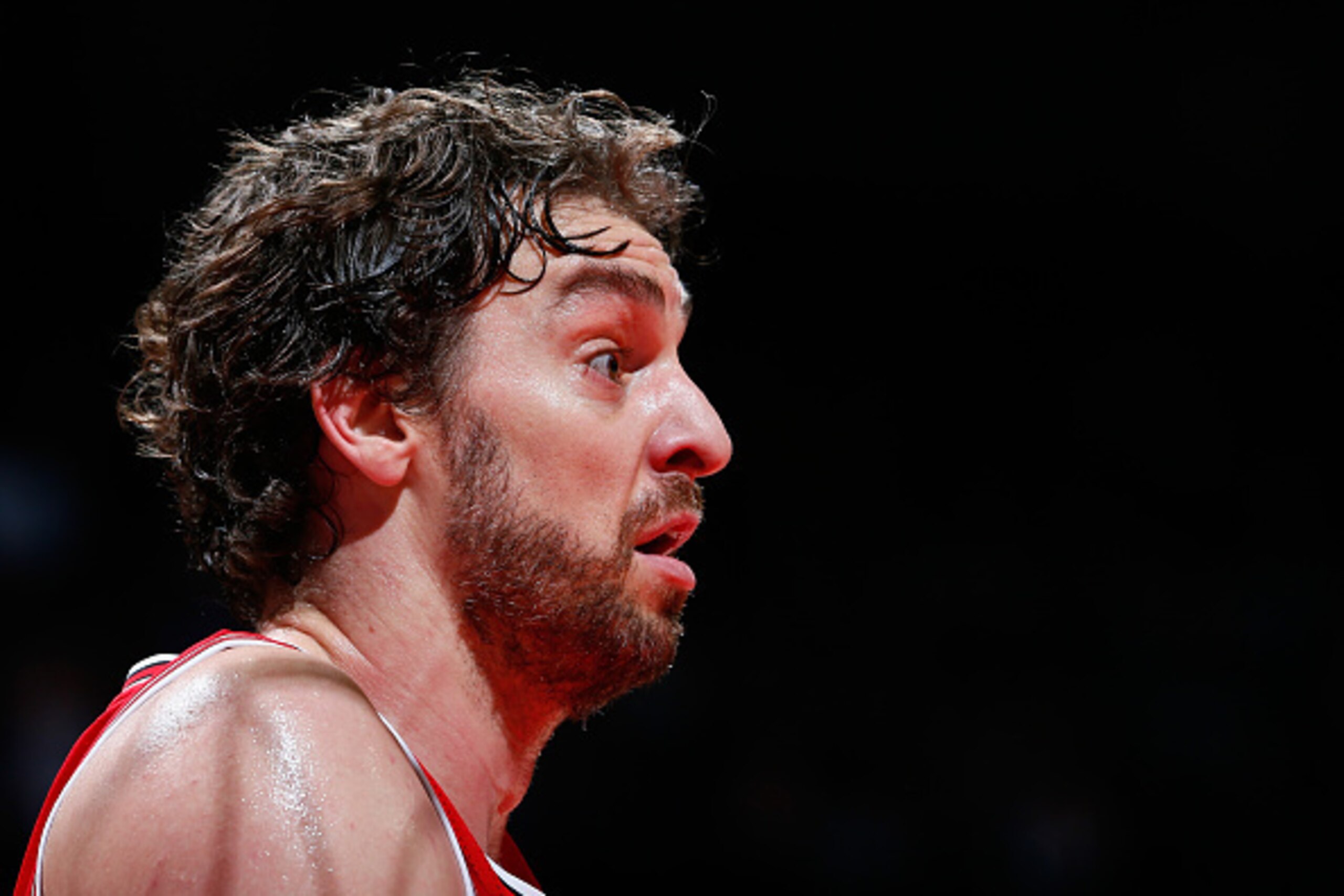 ATLANTA, GA - DECEMBER 15:  Pau Gasol #16 of the Chicago Bulls questions a referee during the game against the Atlanta Hawks at Philips Arena on December 15, 2014 in Atlanta, Georgia.  NOTE TO USER: User expressly acknowledges and agrees that, by download