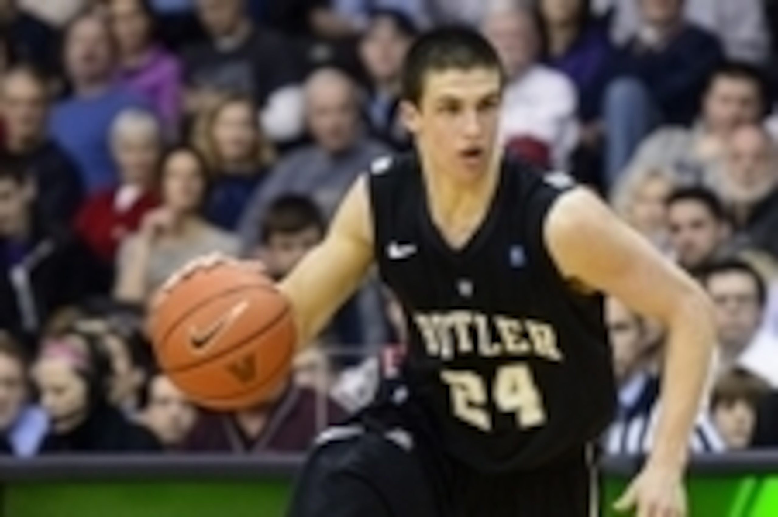 Feb 26, 2014; Villanova, PA, USA; Butler Bulldogs guard Kellen Dunham (24) during the second half against the Villanova Wildcats at The Pavilion. Villanova defeated Butler 67-48. Mandatory Credit: Howard Smith-USA TODAY Sports Feb 26, 2014; Villanova, PA, USA; Butler Bulldogs guard Kellen Dunham (24) during the second half against the Villanova Wildcats at The Pavilion. Villanova defeated Butler 67-48. Mandatory Credit: Howard Smith-USA TODAY Sports