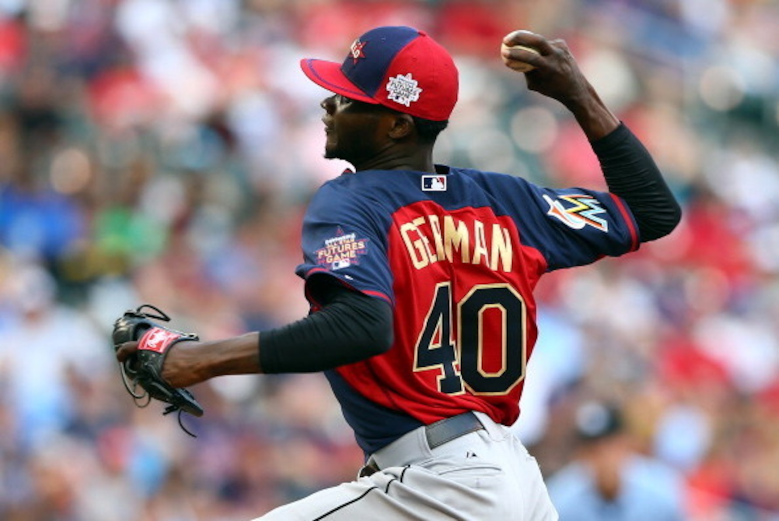 MINNEAPOLIS, MN - JULY 13:  Domingo German of the World Team during the SiriusXM All-Star Futures Game at Target Field on July 13, 2014 in Minneapolis, Minnesota.  (Photo by Elsa/Getty Images)