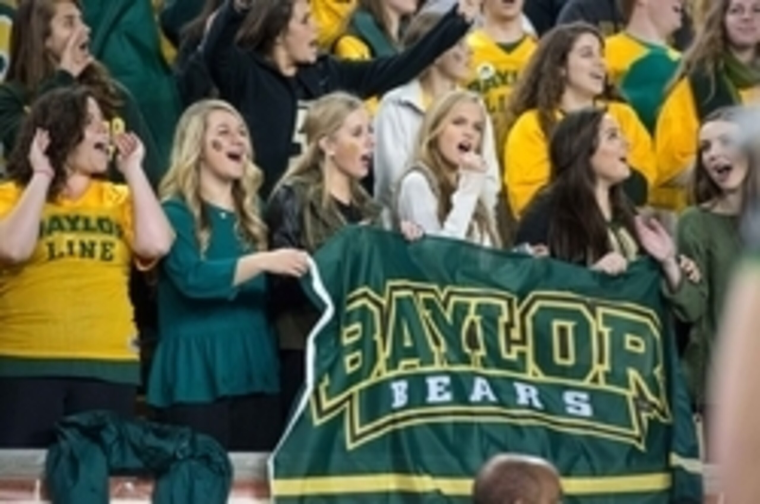 Dec 6, 2014; Waco, TX, USA; The Baylor Bears fans celebrate during the second half of the game against the Kansas State Wildcats at McLane Stadium. The Bears defeated the Wildcats 38-27. Mandatory Credit: Jerome Miron-USA TODAY Sports