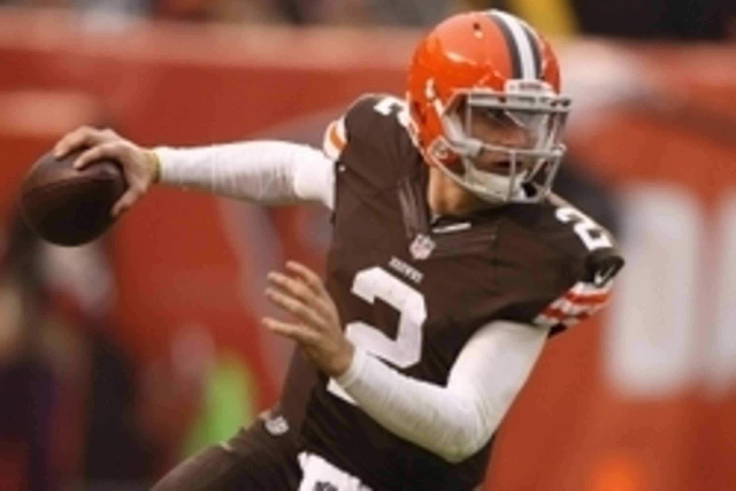 Dec 14, 2014; Cleveland, OH, USA; Cleveland Browns quarterback Johnny Manziel (2) rolls out during the third quarter at FirstEnergy Stadium.  The Bengals beat the Browns 30-0. Mandatory Credit: Joe Maiorana-USA TODAY Sports