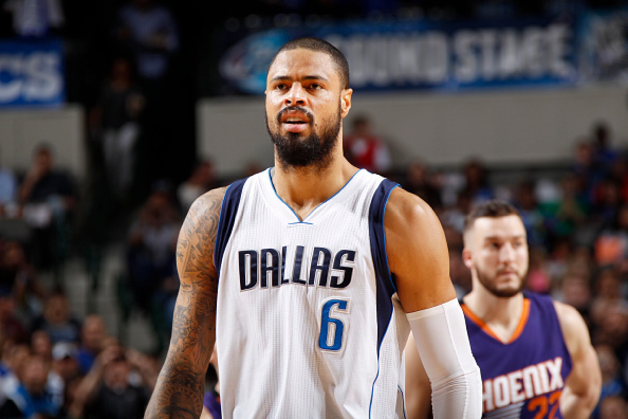 DALLAS, TX -  DECEMBER 5: Tyson Chandler #6 of the Dallas Mavericks during the game against the Phoenix Suns on December 5, 2014 at American Airlines Center in Dallas, Texas. NOTE TO USER: User expressly acknowledges and agrees that, by downloading and or