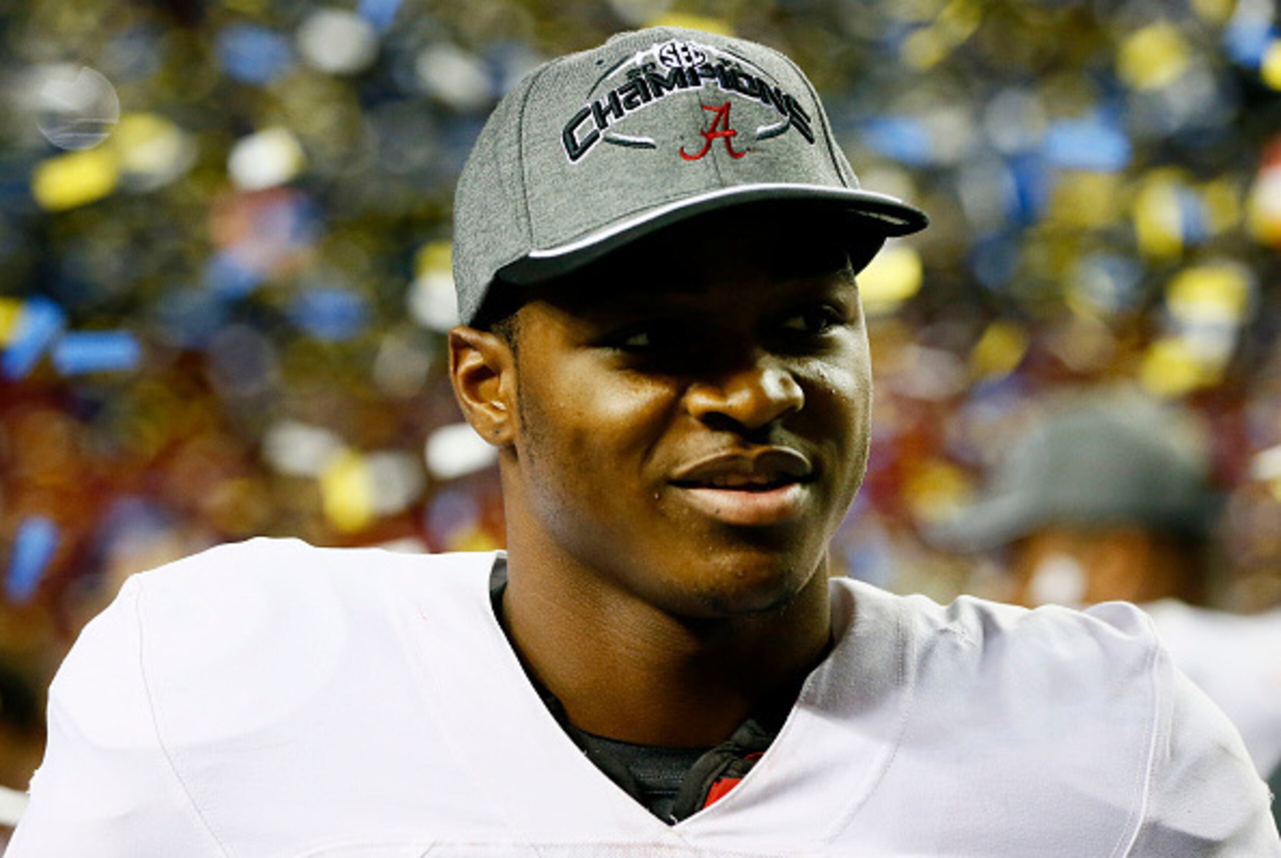 ATLANTA, GA - DECEMBER 06:  Amari Cooper #9 of the Alabama Crimson Tide is interviewed after their 42 to 13 win over the Missouri Tigers in the SEC Championship game at the Georgia Dome on December 6, 2014 in Atlanta, Georgia.  (Photo by Kevin C. Cox/Gett
