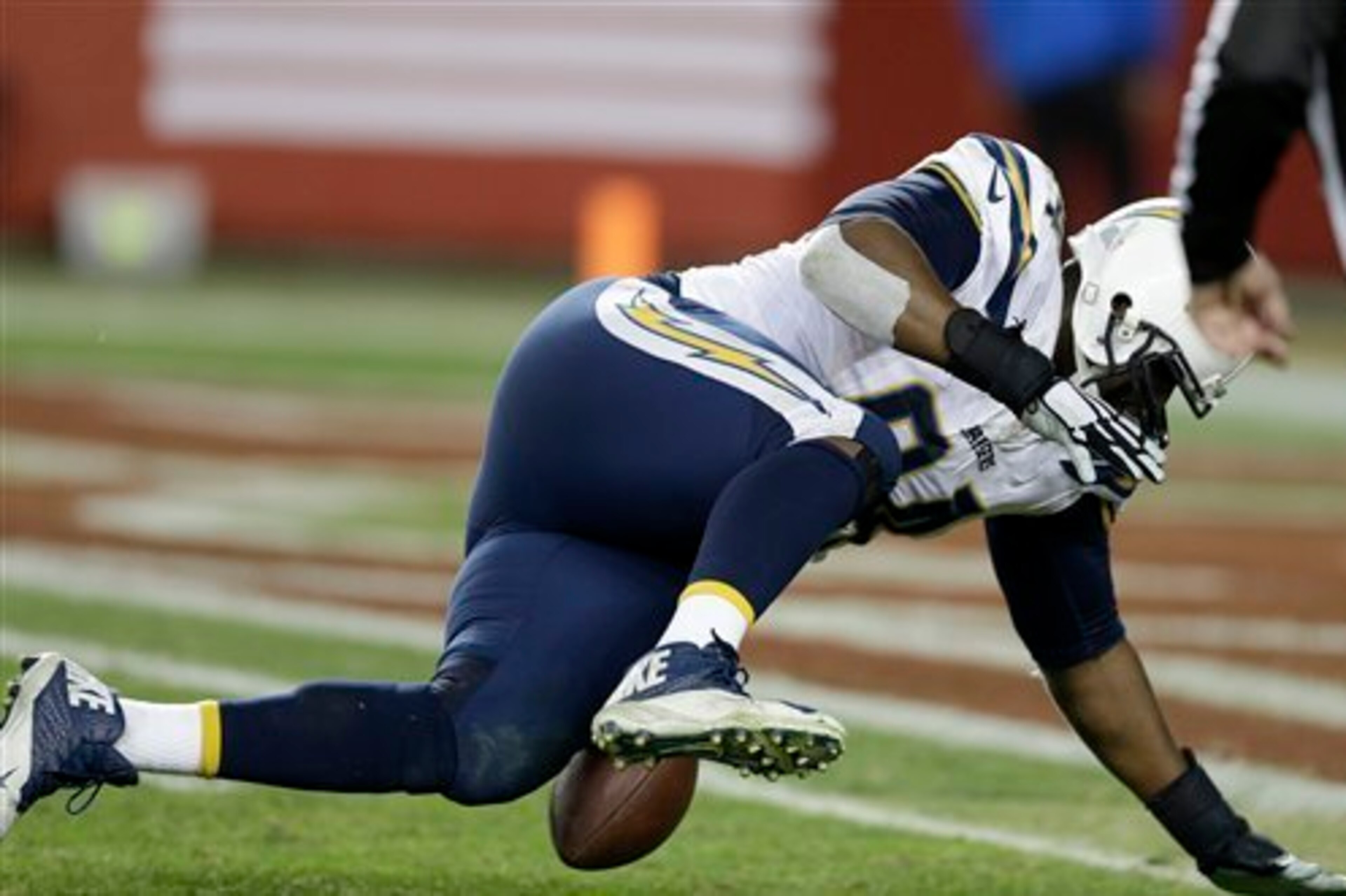 Corey Liuget was able to pounce upon a Colin Kaepernick fumble for a Chargers touchdown.