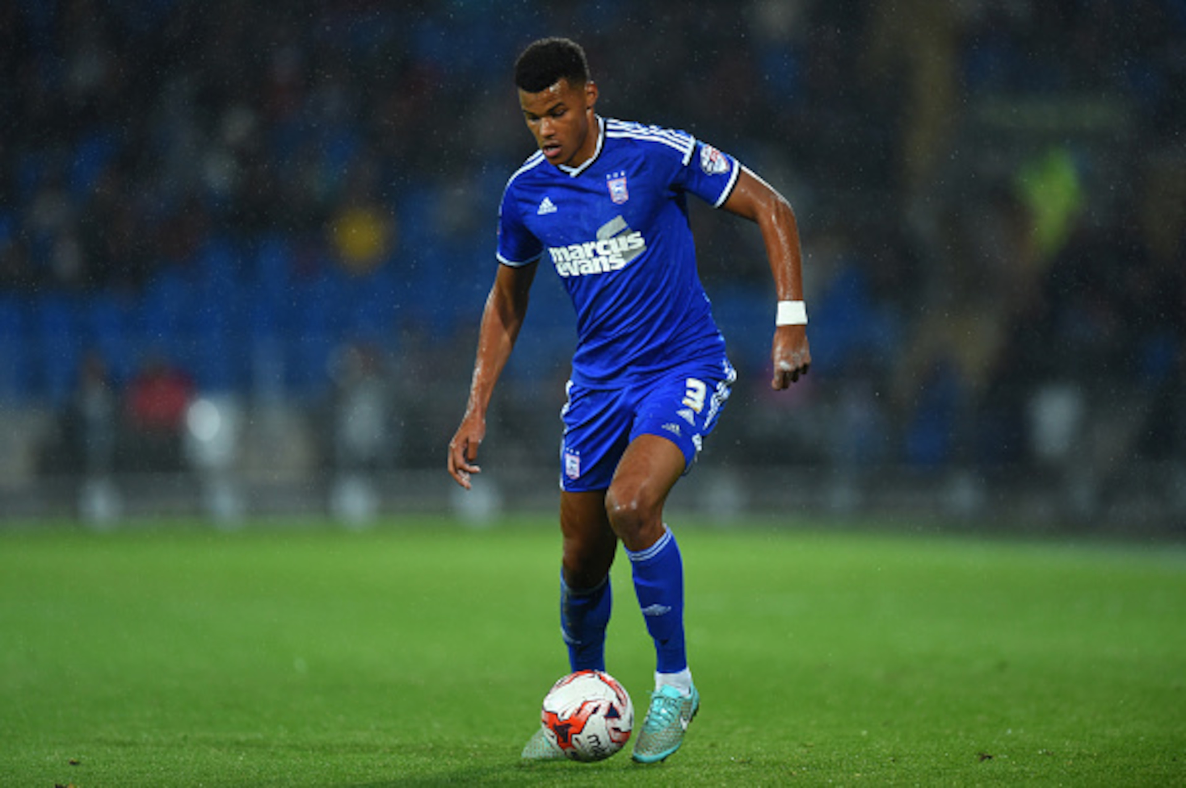 CARDIFF, WALES - OCTOBER 21:  Ipswich player Tyrone Mings in action during the Sky Bet Championship match between Cardiff City and Ipswich Town at Cardiff City Stadium on October 21, 2014 in Cardiff, Wales.  (Photo by Stu Forster/Getty Images)