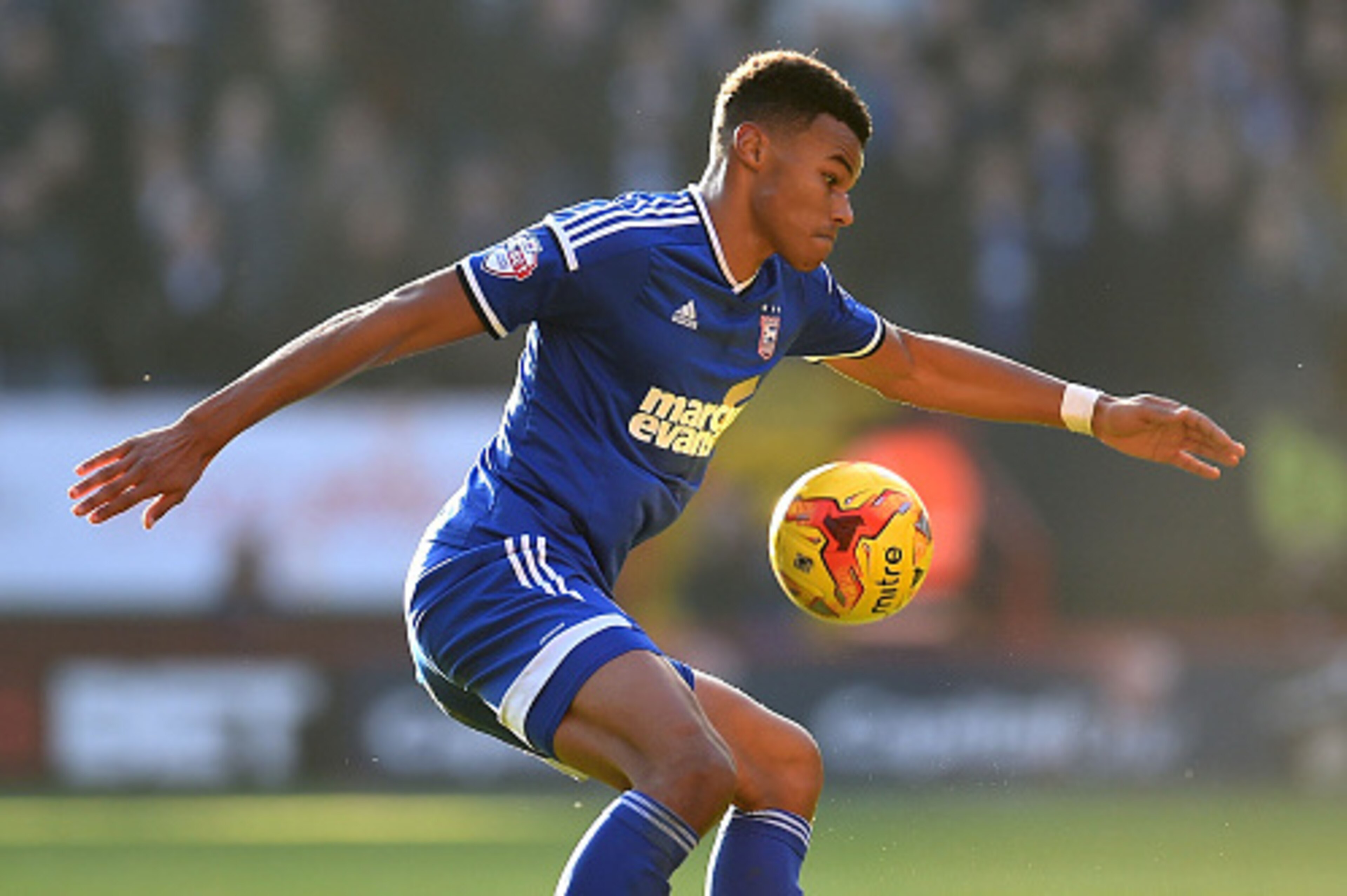 LONDON, ENGLAND - NOVEMBER 29: Tyrone Mings of Ipswich Town in action during the Sky Bet Championship match between Charlton Athletic and Ipswich Town at The Valley on November 29, 2014 in London, England. (Photo by Tom Dulat/Getty Images)