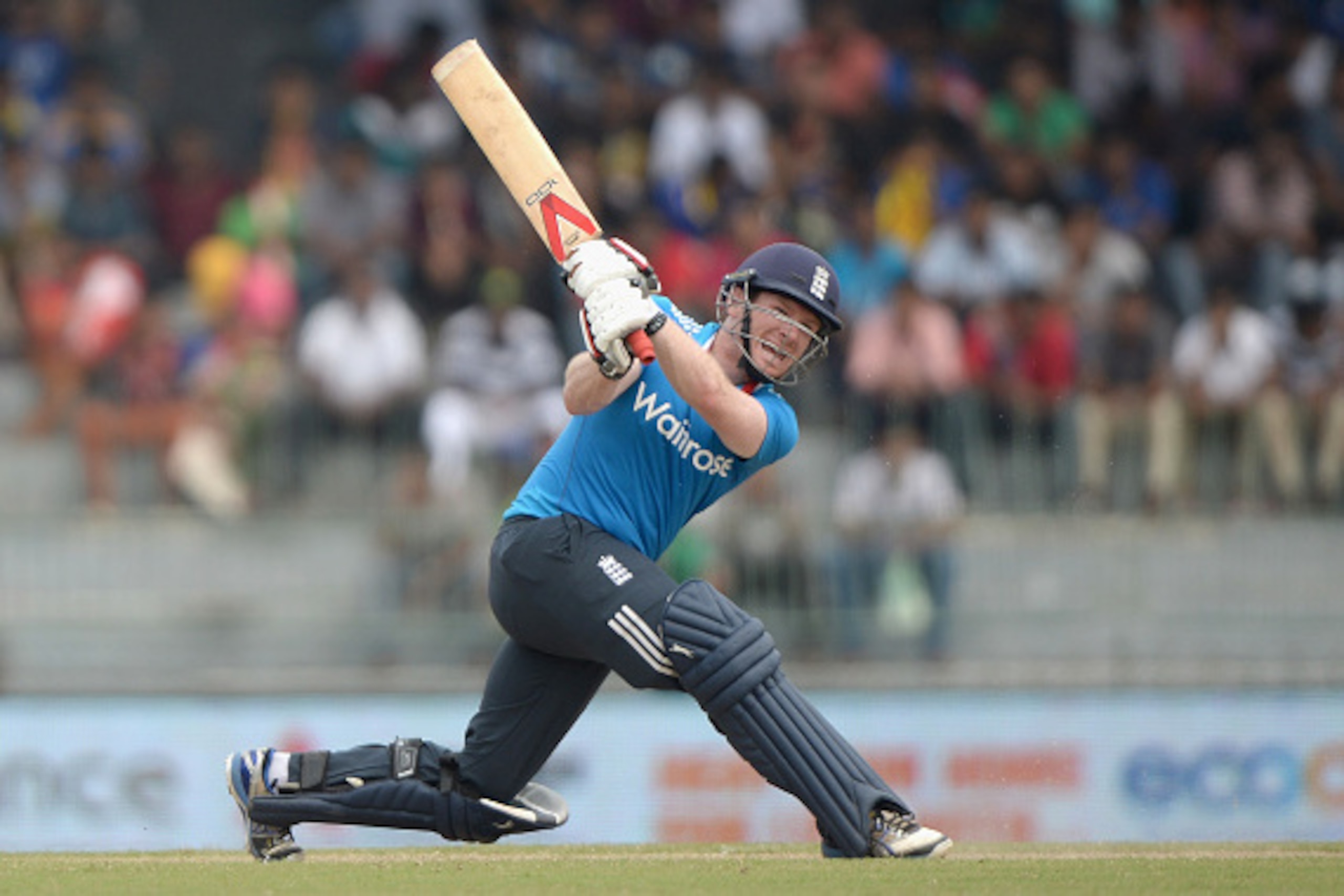COLOMBO, SRI LANKA - DECEMBER 07: Eoin Morgan of England hits out for six runs during the 4th One Day International match between Sri Lanka and England at R. Premadasa Stadium on December 7, 2014 in Colombo, Sri Lanka. (Photo by Gareth Copley/Getty Imag COLOMBO, SRI LANKA - DECEMBER 07: Eoin Morgan of England hits out for six runs during the 4th One Day International match between Sri Lanka and England at R. Premadasa Stadium on December 7, 2014 in Colombo, Sri Lanka. (Photo by Gareth Copley/Getty Imag