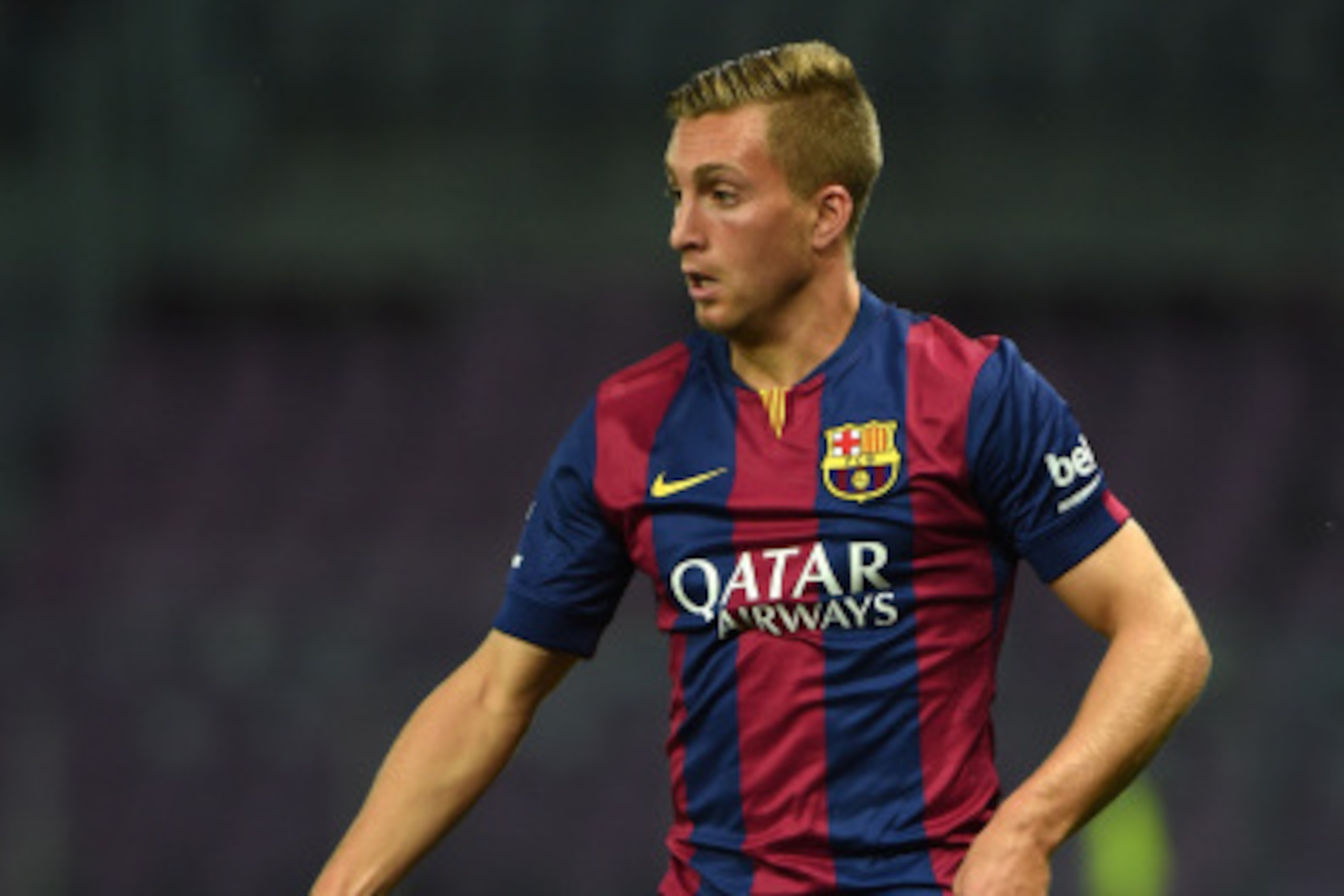 GENEVA, SWITZERLAND - AUGUST 06:  Gerard Deulofeu of FC Barcelona in action during the pre-season friendly match between FC Barcelona and SSC Napoli on August 6, 2014 in Geneva, Switzerland.  (Photo by Valerio Pennicino/Getty Images)