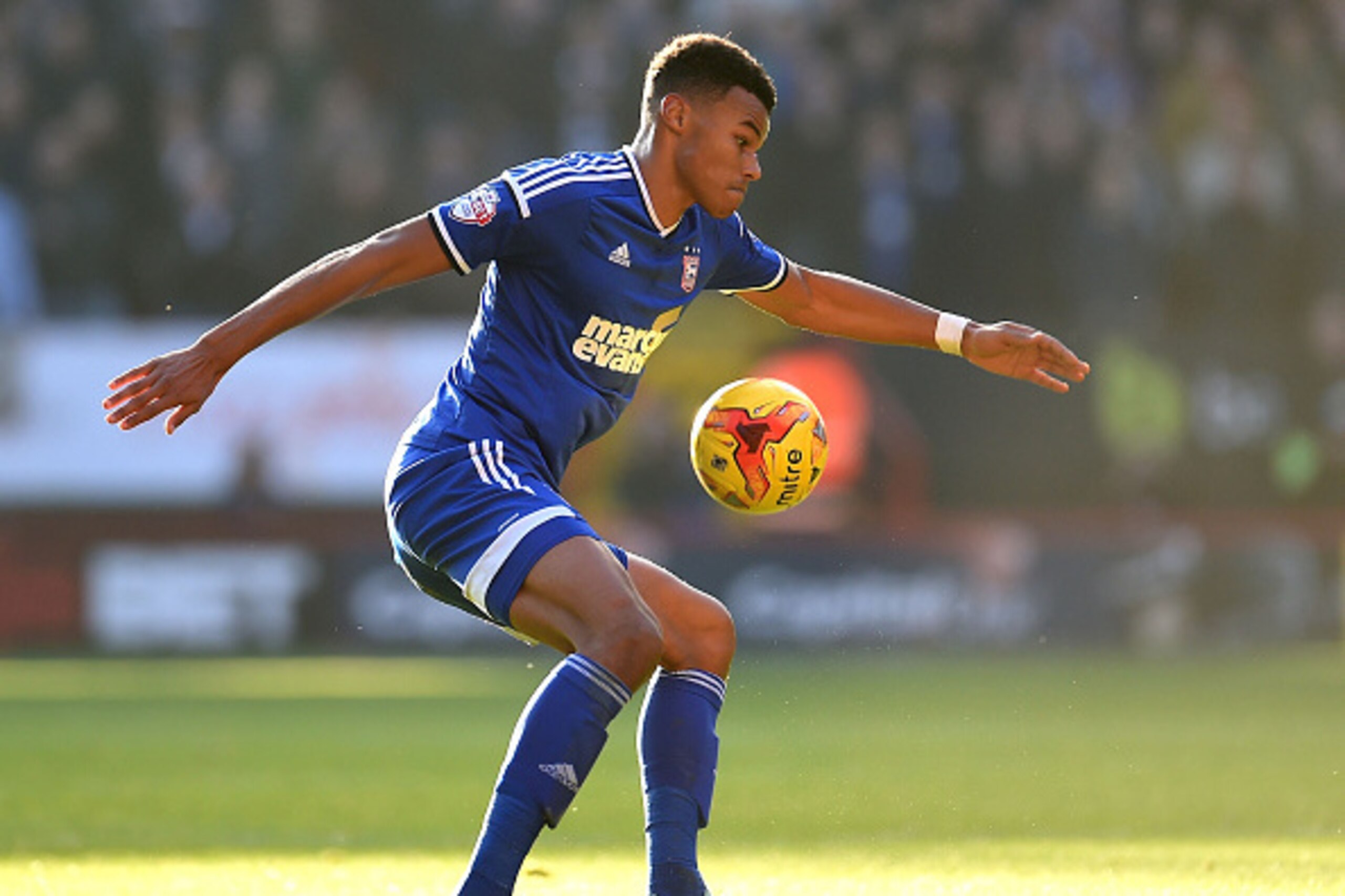 LONDON, ENGLAND - NOVEMBER 29: Tyrone Mings of Ipswich Town in action during the Sky Bet Championship match between Charlton Athletic and Ipswich Town at The Valley on November 29, 2014 in London, England. (Photo by Tom Dulat/Getty Images)