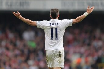 LONDON, ENGLAND - MAY 19:  Gareth Bale of Tottenham Hotspur celebrates a goal during the Barclays Premier League match between Tottenham Hotspur and Sunderland at White Hart Lane on May 19, 2013 in London, England.  (Photo by Ian Walton/Getty Images)