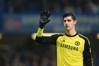 LONDON, ENGLAND - NOVEMBER 22: Goalkeeper of Chelsea Thibaut Courtois during the Barclays Premier League match between Chelsea and West Bromwich Albion at Stamford Bridge on November 22, 2014 in London, England. (Photo by Tom Dulat/Getty Images)