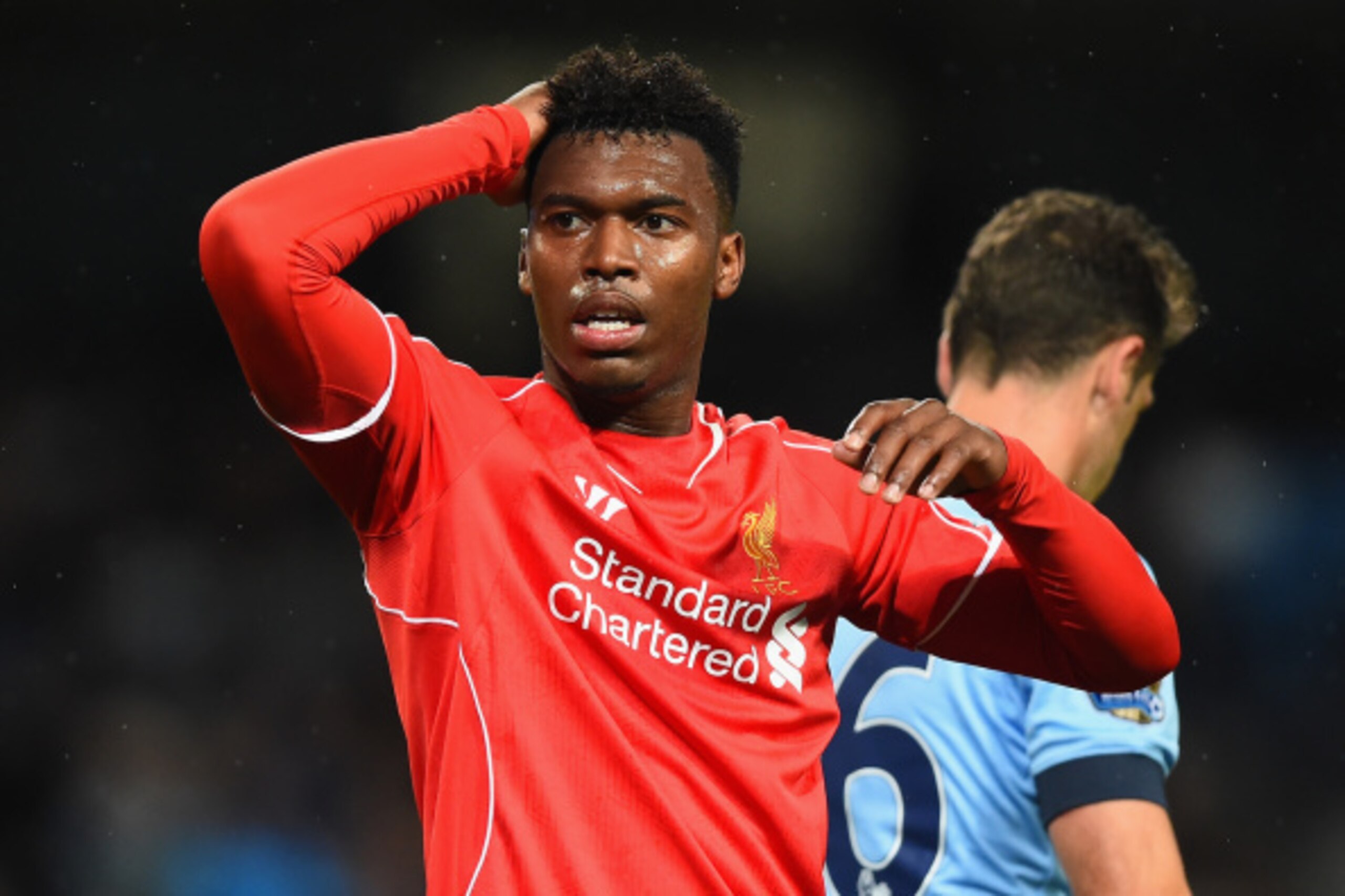 MANCHESTER, ENGLAND - AUGUST 25:  Daniel Sturridge of Liverpool reacts during the Barclays Premier League match between Manchester City and Liverpool at the Etihad Stadium on August 25, 2014 in Manchester, England.  (Photo by Laurence Griffiths/Getty Imag