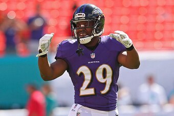 MIAMI GARDENS, FL - DECEMBER 07:  Running back Justin Forsett #29 of the Baltimore Ravens walks on the field during warmups before the Ravens met the Miami Dolphins in a game  at Sun Life Stadium on December 7, 2014 in Miami Gardens, Florida.  (Photo by M