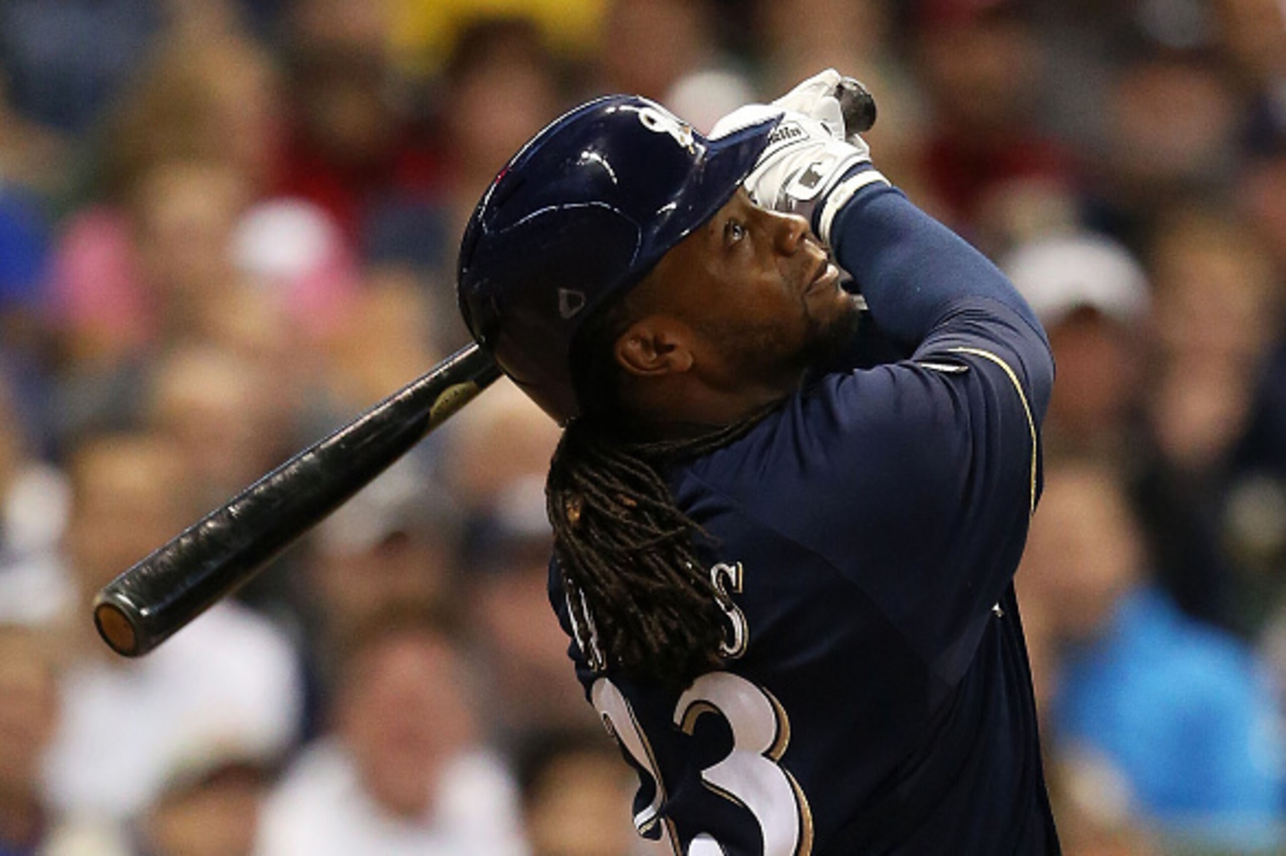 MILWAUKEE, WI - SEPTEMBER 13: Rickie Weeks #23 of the Milwaukee Brewers bats during the second inning of their game against the Cincinnati Reds on September 13, 2014 at Miller Park in Milwaukee, Wisconsin. The Reds defeated the Brewers 5-1. (Photo by John