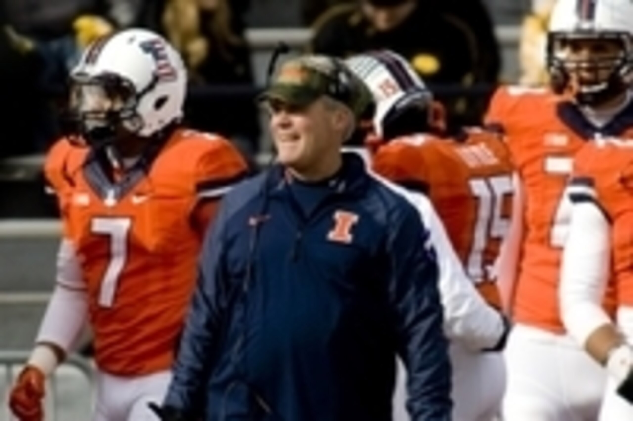 Nov 15, 2014; Champaign, IL, USA; Illinois head coach Tim Beckman on the sideline in the game against the Iowa Hawkeyes at Memorial Stadium. Mandatory Credit: Mike Granse-USA TODAY Sports