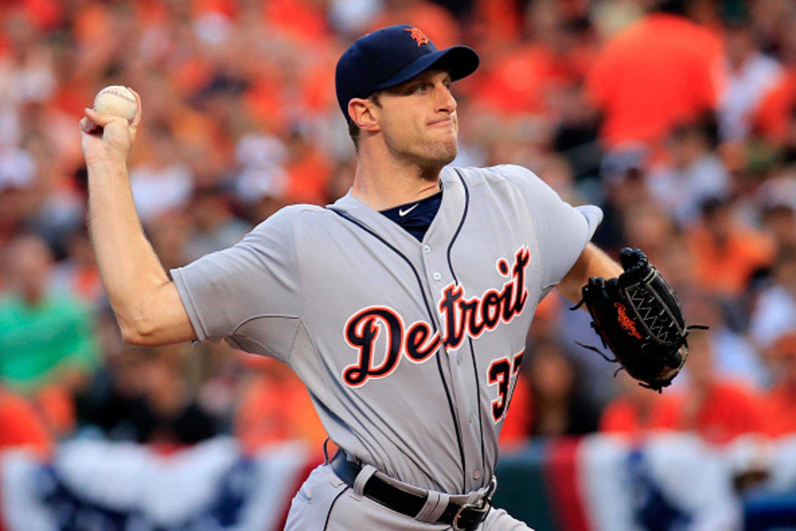 BALTIMORE, MD - OCTOBER 02:  Max Scherzer #37 of the Detroit Tigers throws a pitch in the first inning against the Baltimore Orioles during Game One of the American League Division Series at Oriole Park at Camden Yards on October 2, 2014 in Baltimore, Mar