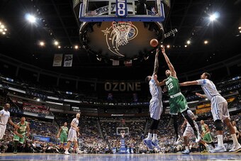 ORLANDO, FL - DECEMBER 23:  Brandan Wright #12 of the Boston Celtics shoots against the Orlando Magic on December 23, 2014 at Amway Center in Orlando, Florida. NOTE TO USER: User expressly acknowledges and agrees that, by downloading and or using this pho
