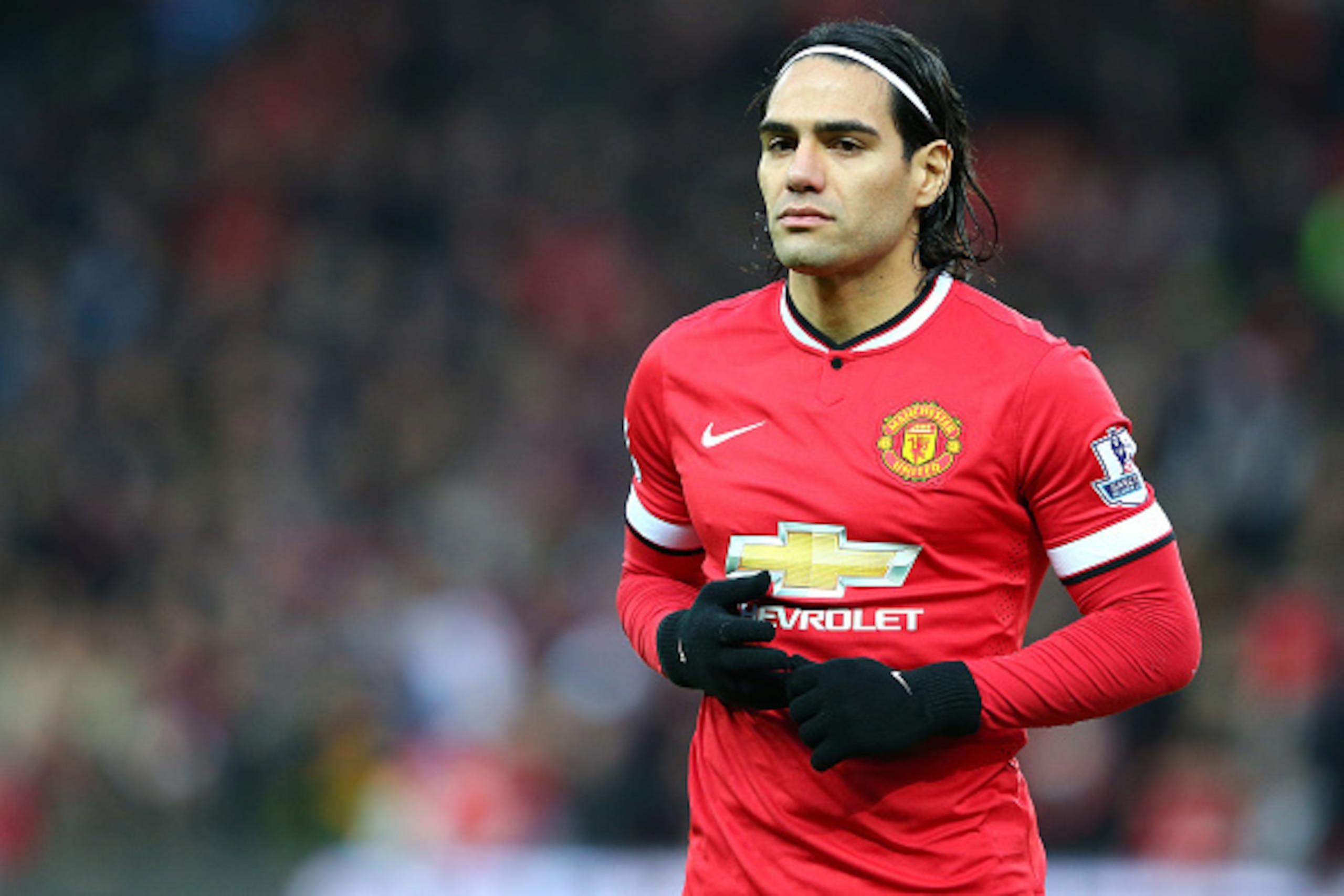 MANCHESTER, ENGLAND - DECEMBER 26:  Radamel Falcao of Manchester United looks on prior to the Barclays Premier League match between Manchester United and Newcastle United at Old Trafford on December 26, 2014 in Manchester, England.  (Photo by Alex Livesey