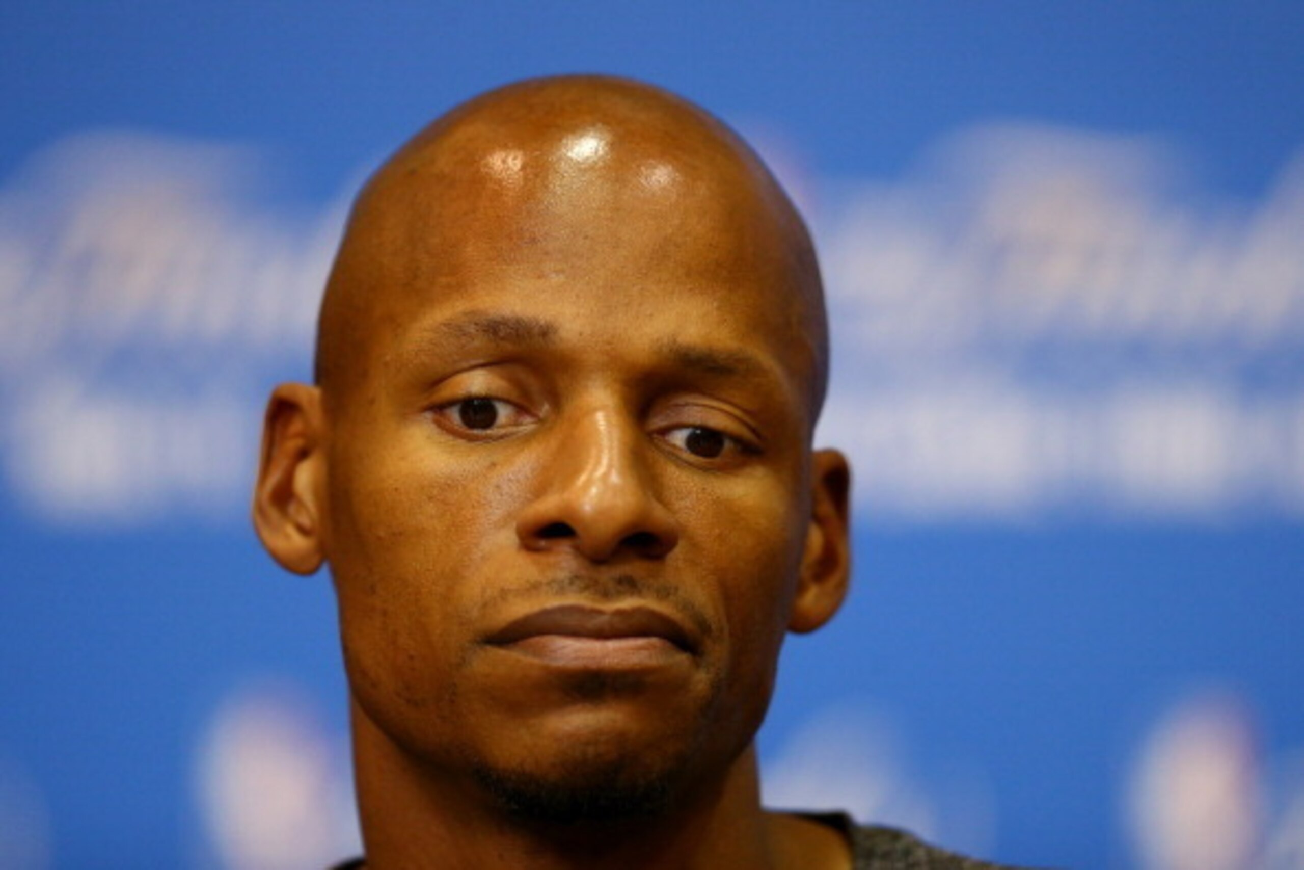 SAN ANTONIO, TX - JUNE 14:  Ray Allen #34 of the Miami Heat speaks to the media on an off day following Game Four of the 2014 NBA Finals against the San Antonio Spurs at the Spurs Practice Facility on June 14, 2014 in San Antonio, Texas. NOTE TO USER: Use