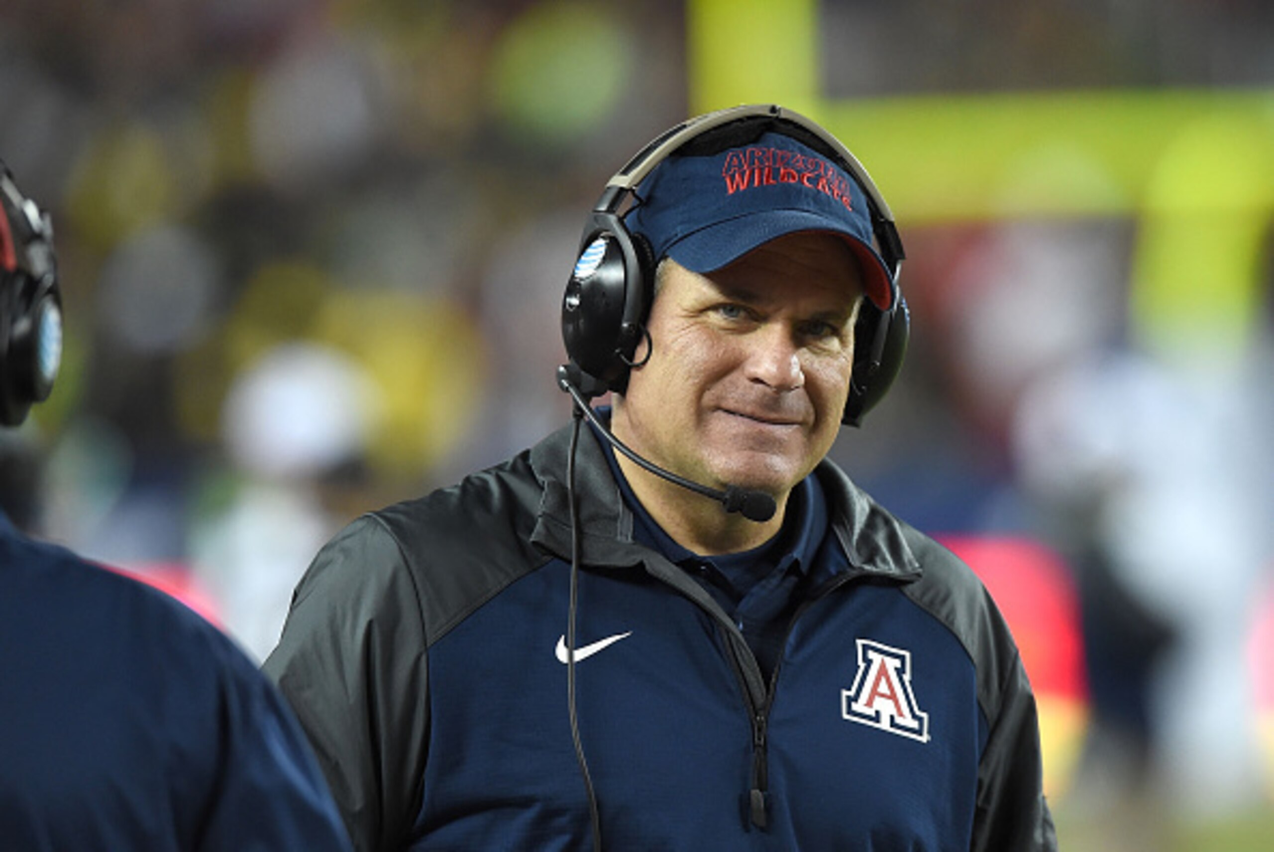 SANTA CLARA, CA - DECEMBER 05:  Head coach of the Arizona Wildcats Rich Rodriguez watches the action on the field during the first half against the Oregon Ducks at Levi's Stadium on December 5, 2014 in Santa Clara, California.  (Photo by Thearon W. Hender