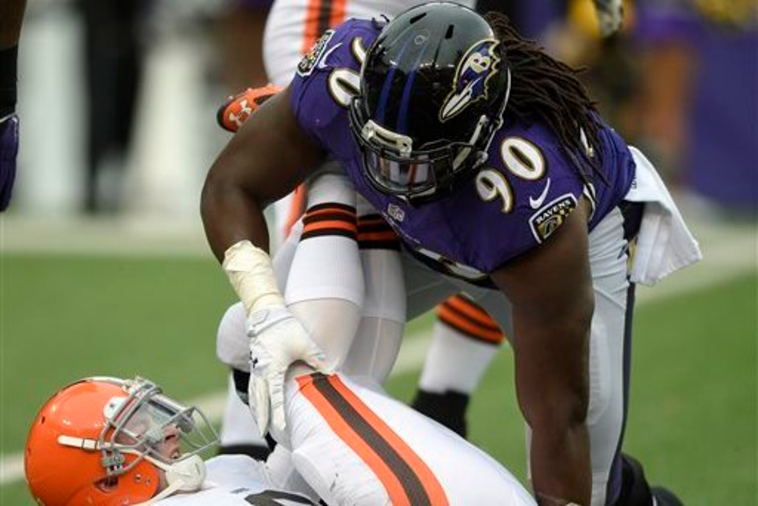 While linebackers Elvis Dumervil and Terrell Suggs have double-digit sacks, end-linebacker hybrid Pernell McPhee has also had a very good season.
