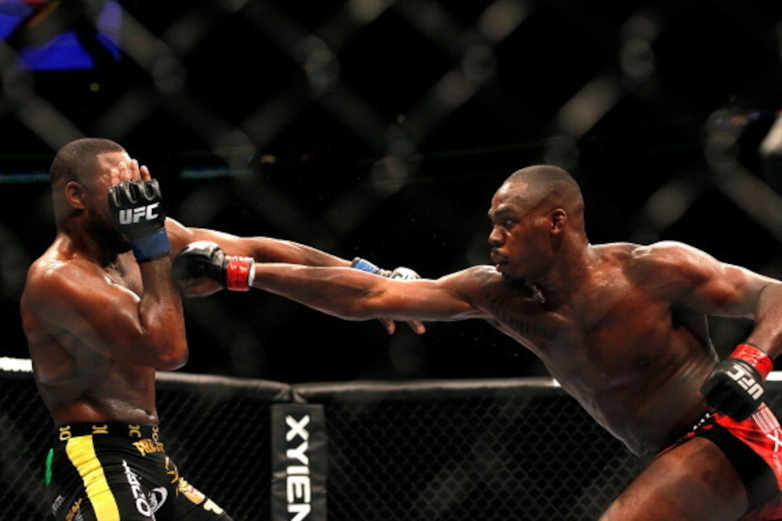 ATLANTA, GA - APRIL 21: Jon Jones (R) punches Rashad Evans during their light heavyweight title bout for UFC 145 at Philips Arena on April 21, 2012 in Atlanta, Georgia. (Photo by Kevin C. Cox/Getty Images) ATLANTA, GA - APRIL 21: Jon Jones (R) punches Rashad Evans during their light heavyweight title bout for UFC 145 at Philips Arena on April 21, 2012 in Atlanta, Georgia. (Photo by Kevin C. Cox/Getty Images)