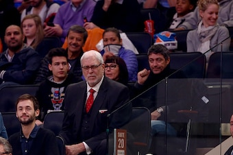 NEW YORK, NY - DECEMBER 25:  Knicks General Mananger Phil Jackson looks on from the stands in the first half of their game against the Washington Wizards at Madison Square Garden on December 25, 2014 in New York City.  NOTE TO USER: User expressly acknowl