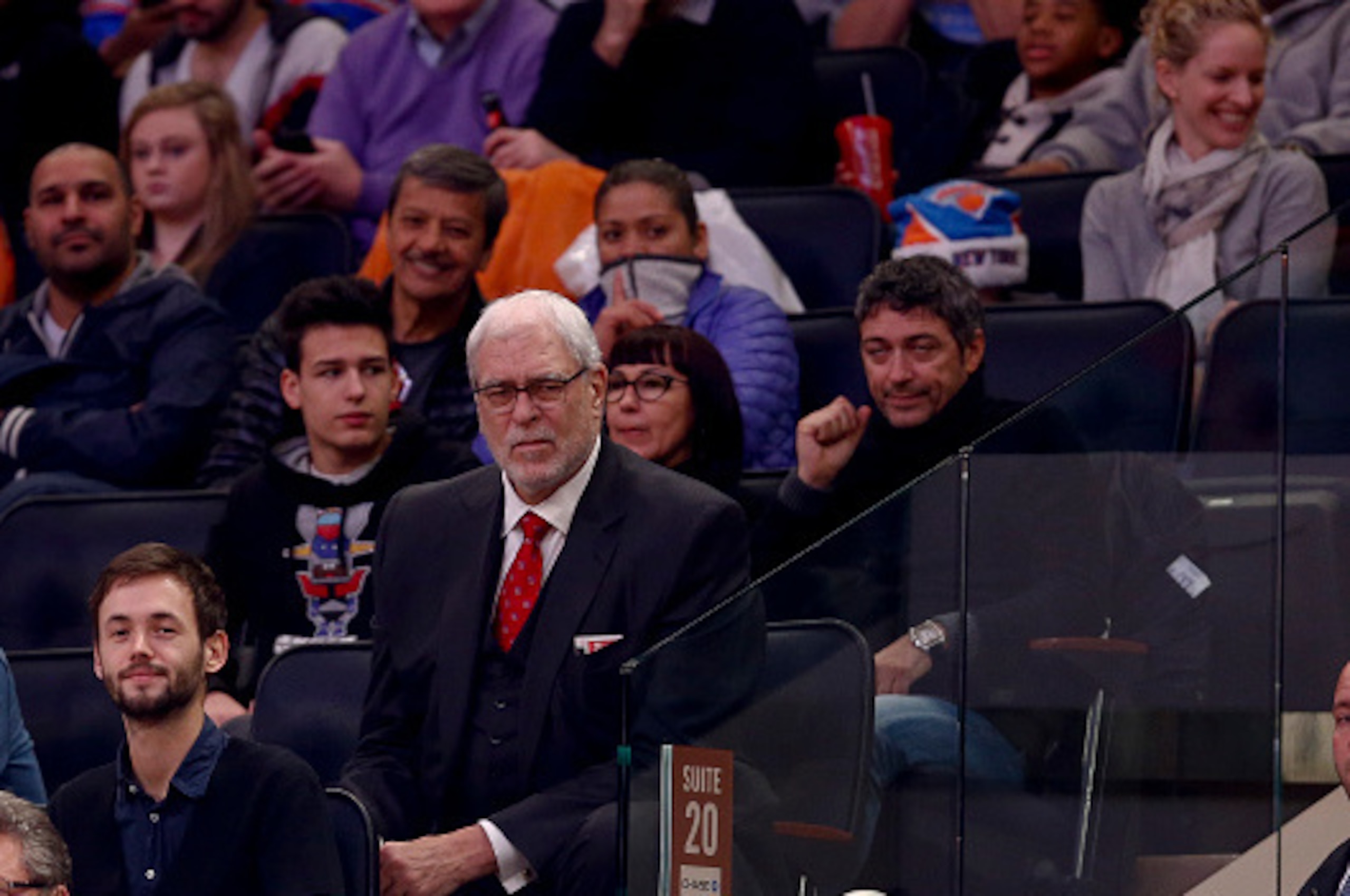 NEW YORK, NY - DECEMBER 25:  Knicks General Mananger Phil Jackson looks on from the stands in the first half of their game against the Washington Wizards at Madison Square Garden on December 25, 2014 in New York City.  NOTE TO USER: User expressly acknowl