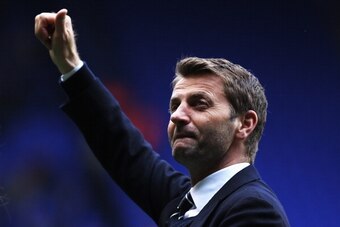 LONDON, ENGLAND - MAY 11:  Tottenham Hotspur interim manager Tim Sherwood acknowledges his sides fans following the Barclays Premier League match between Tottenham Hotspur and Aston Villa at White Hart Lane on May 11, 2014 in London, England.  (Photo by C