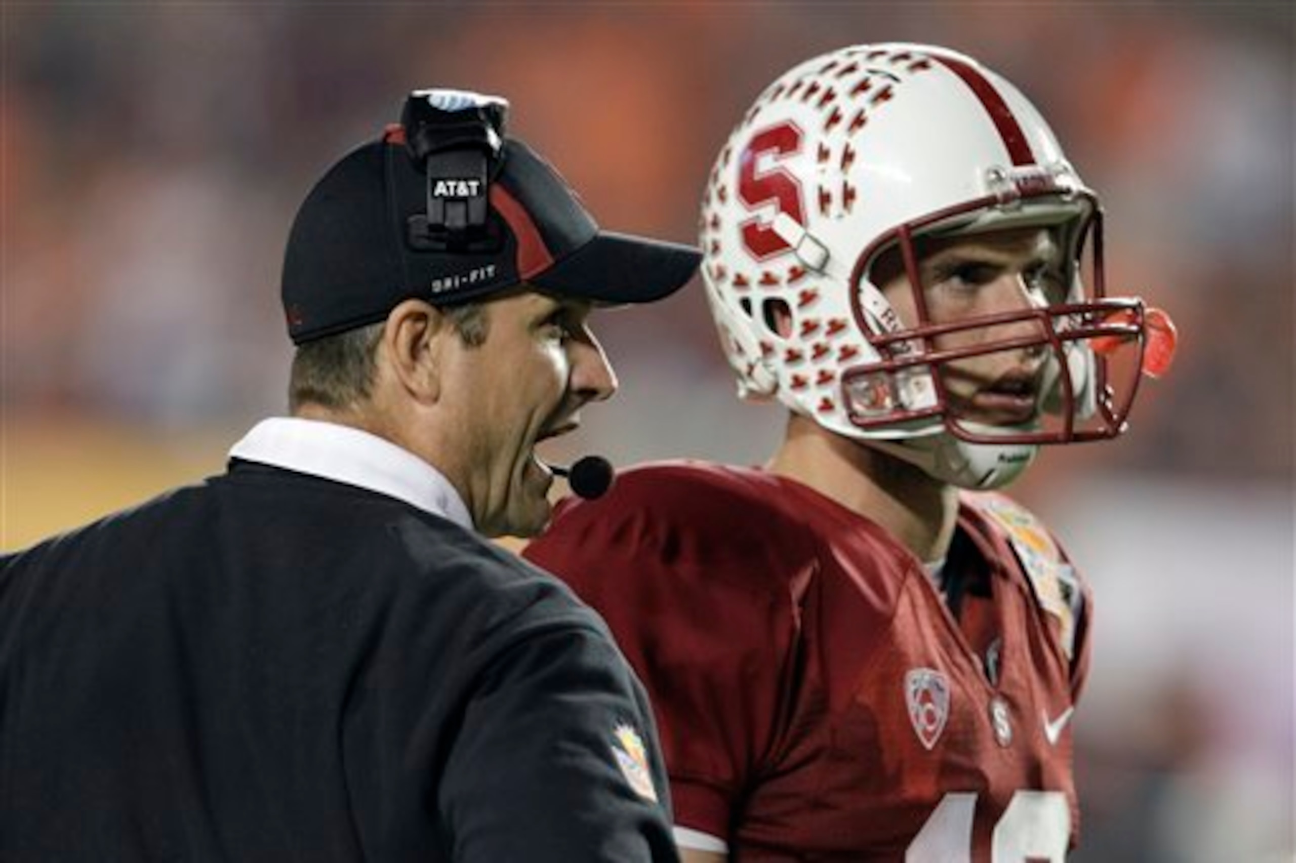 Harbaugh at Stanford with QB Andrew Luck