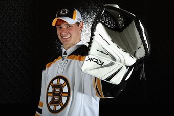 OTTAWA, ON - JUNE 21:  77th overall pick, Michael Hutchinson of the Boston Bruins poses for a portrait at the 2008 NHL Entry Draft at Scotiabank Place on June 21, 2008 in Ottawa, Ontario, Canada.  (Photo by Andre Ringuette/Getty Images)